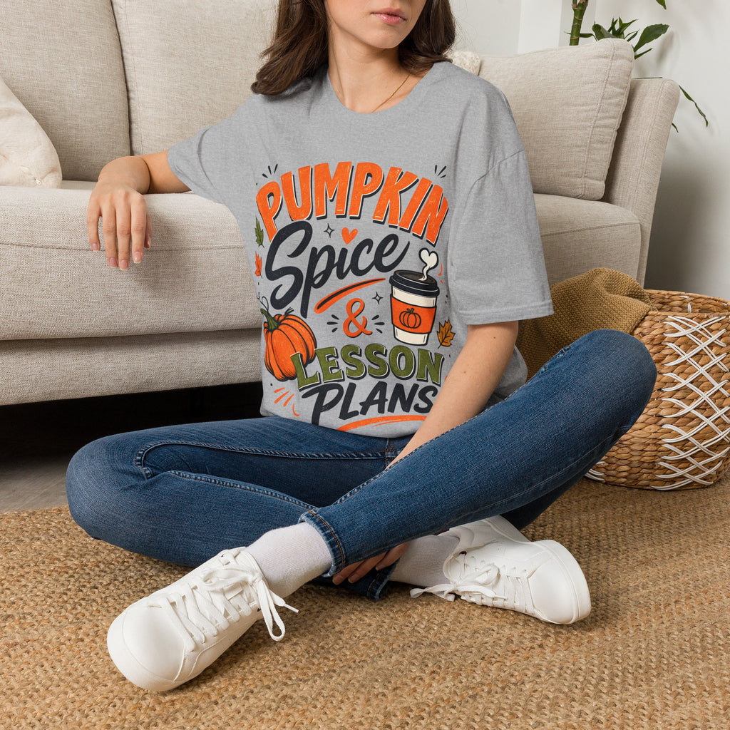 Pumpkin Spice & Lesson Plans T-Shirt — Cozy Fall Teacher Shirt