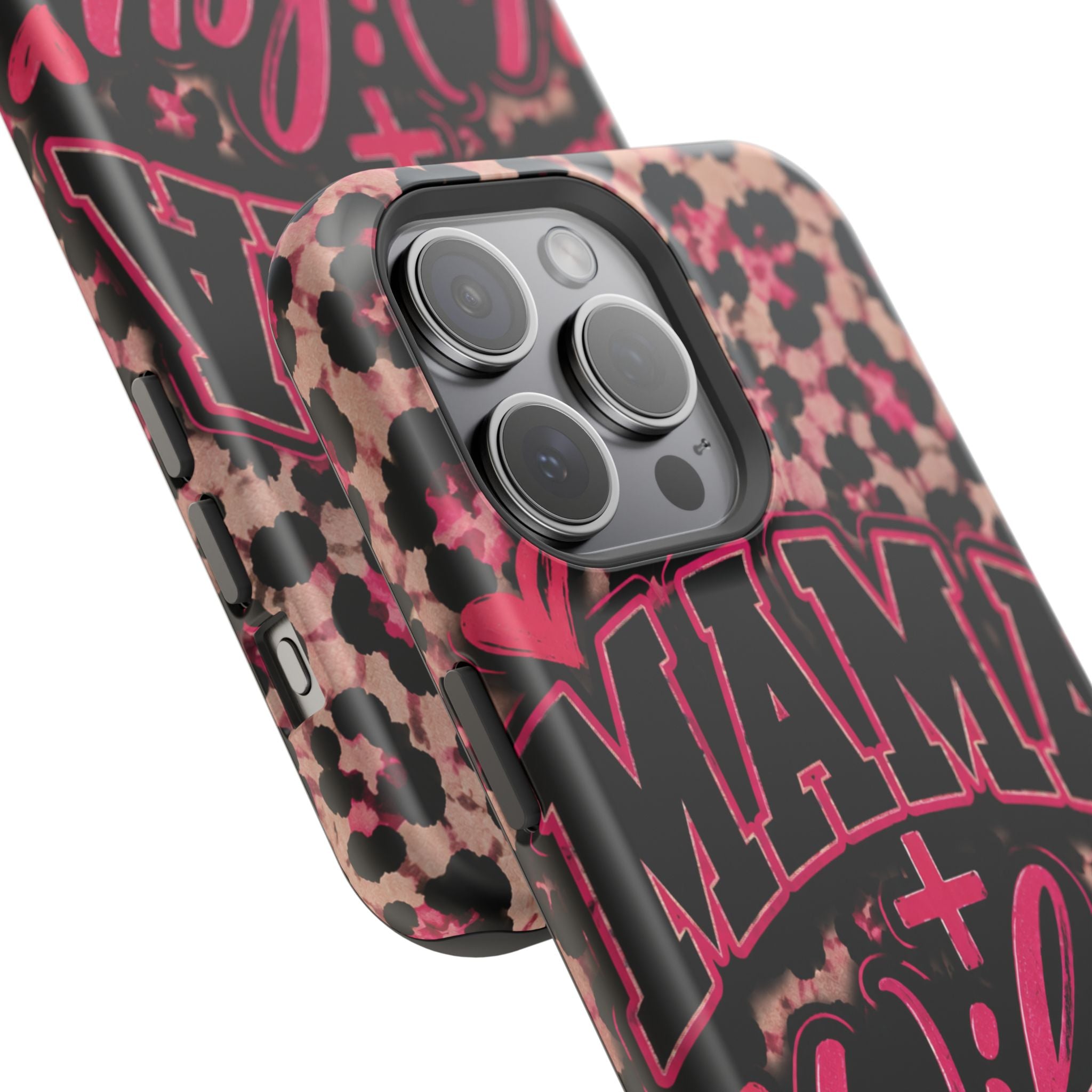 Phone Case — Pink Leopard "Mama Wifey" Magnetic Impact-Resistant Case