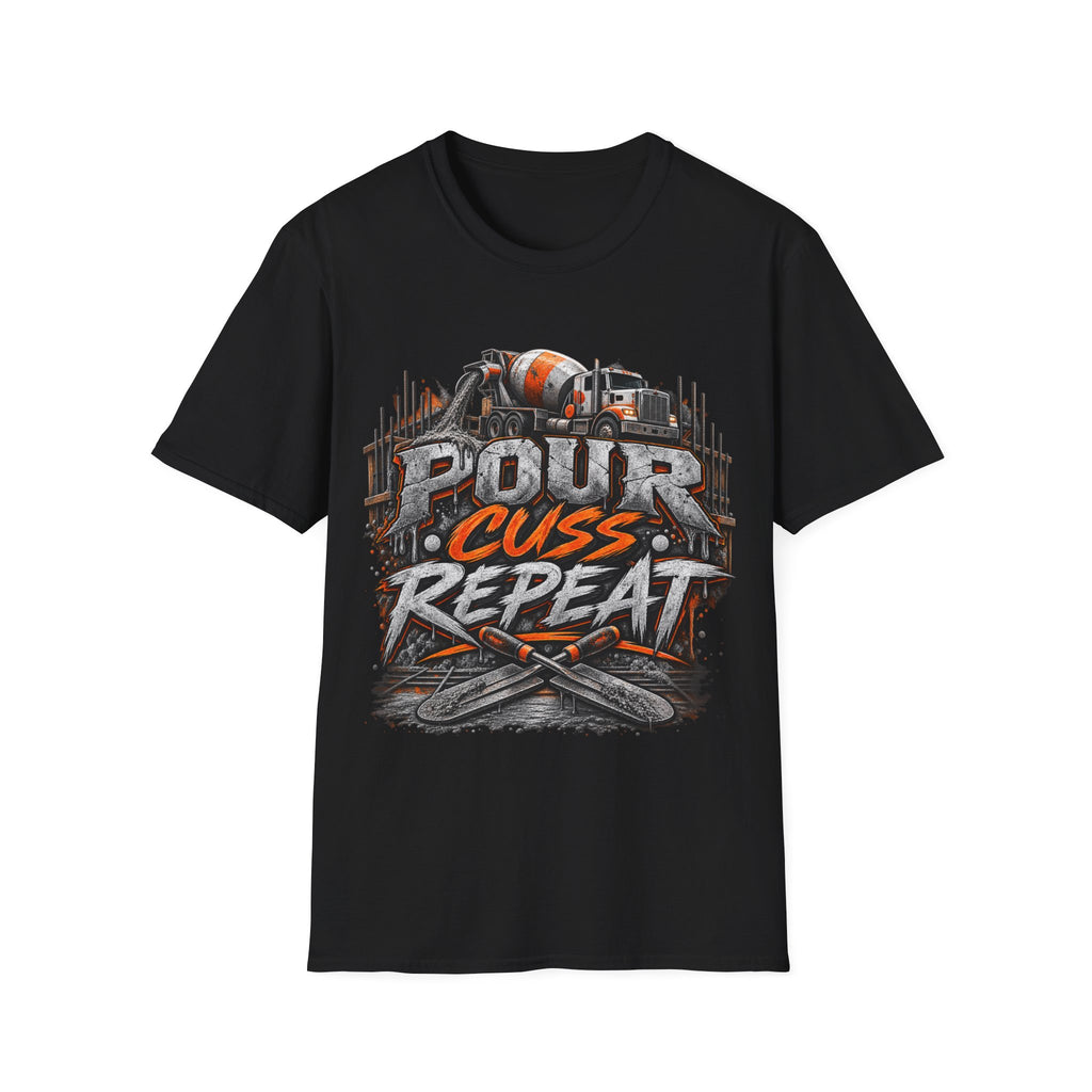 Pour Cuss Repeat Concrete Mixer T-Shirt