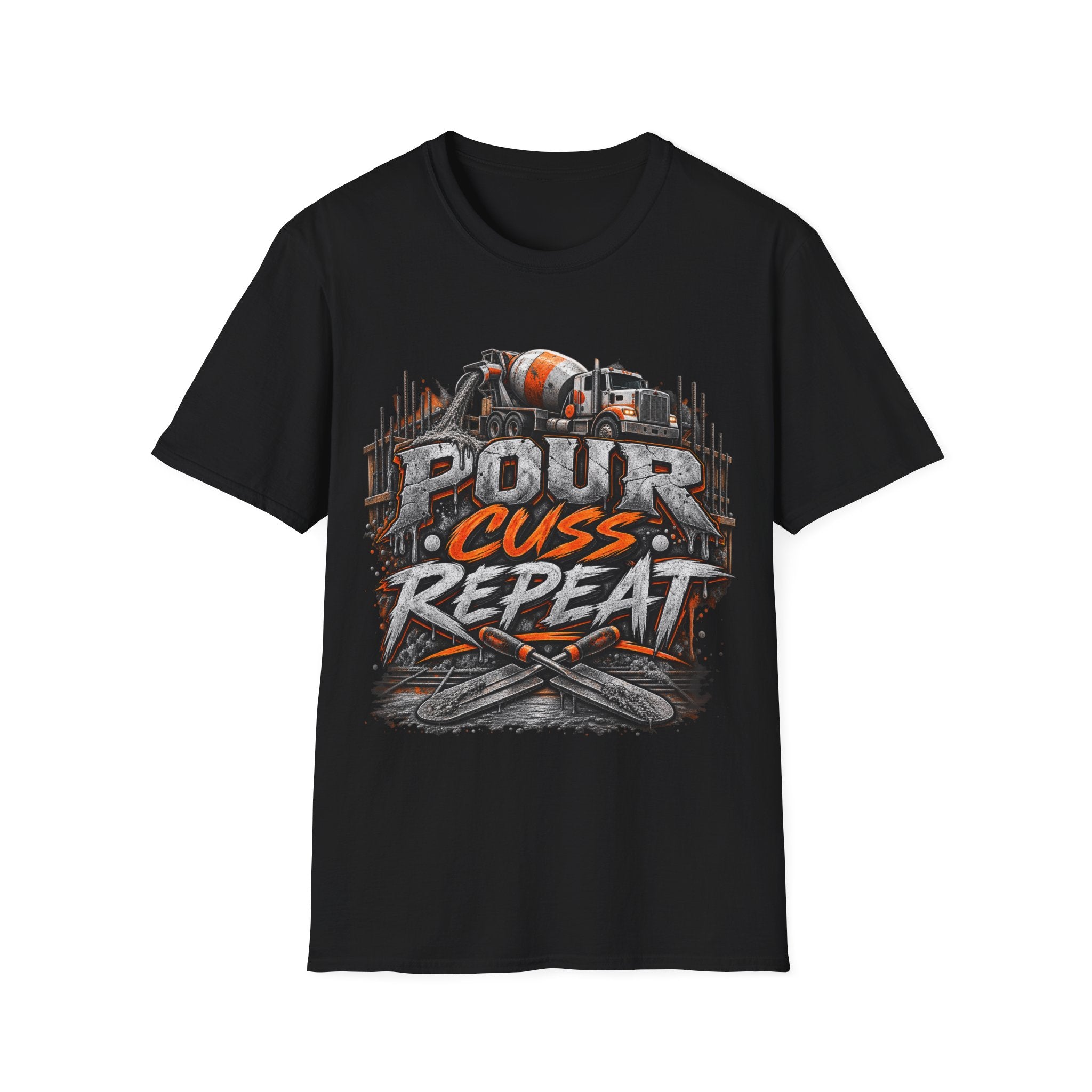 Pour Cuss Repeat Concrete Mixer T-Shirt