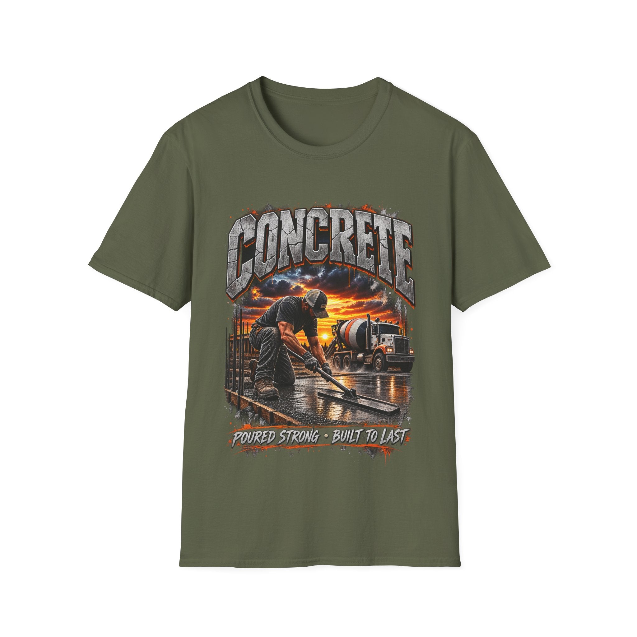 Concrete Crew T‑Shirt — Sunset Construction Graphic Tee