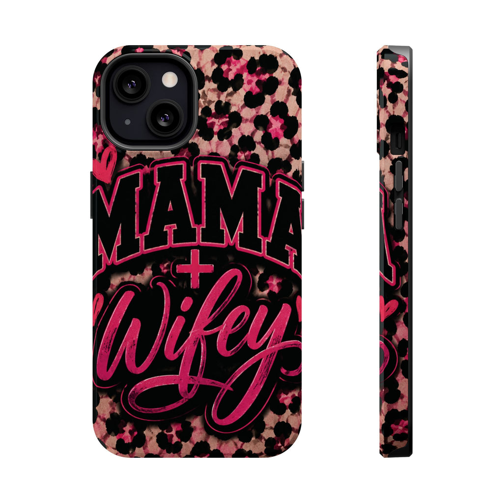 Phone Case — Pink Leopard "Mama Wifey" Magnetic Impact-Resistant Case