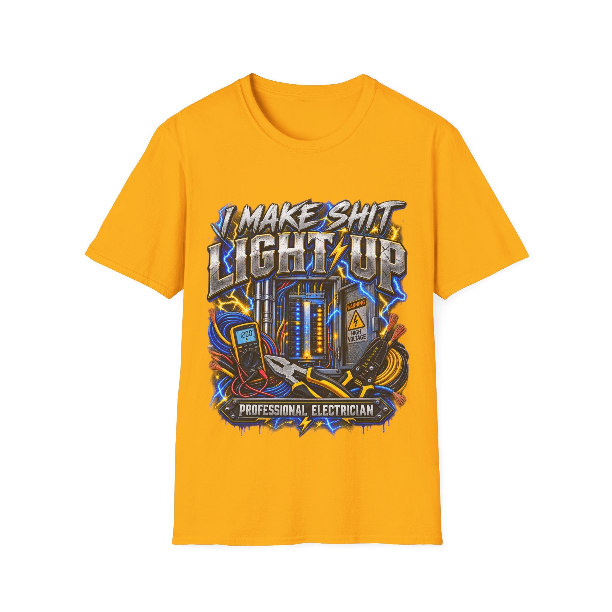 Electrician T-Shirt — "I Make Shit Light Up" Graphic Tee