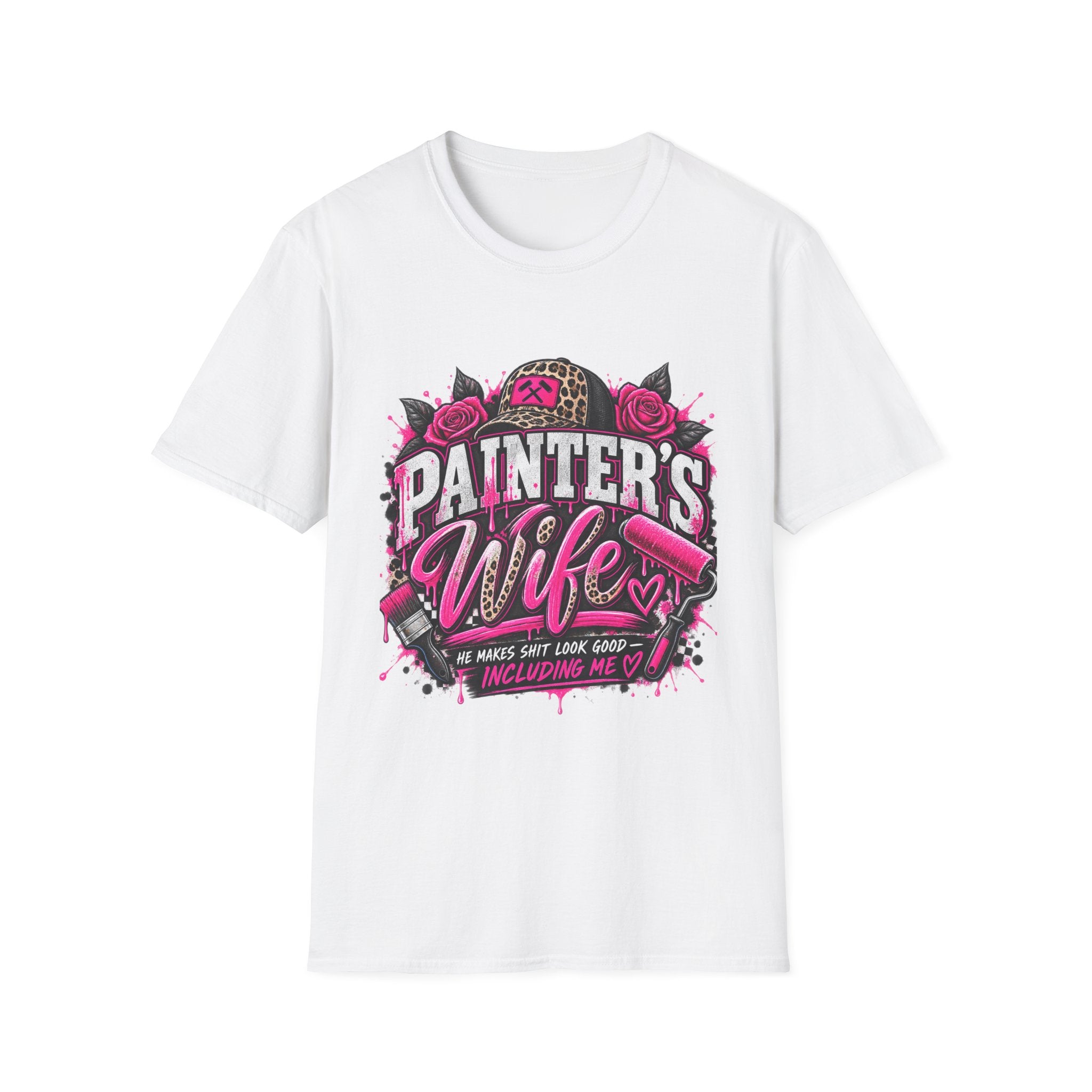 Painter's Wife T-Shirt — Floral Skull & Leopard Print Artist Wife Tee
