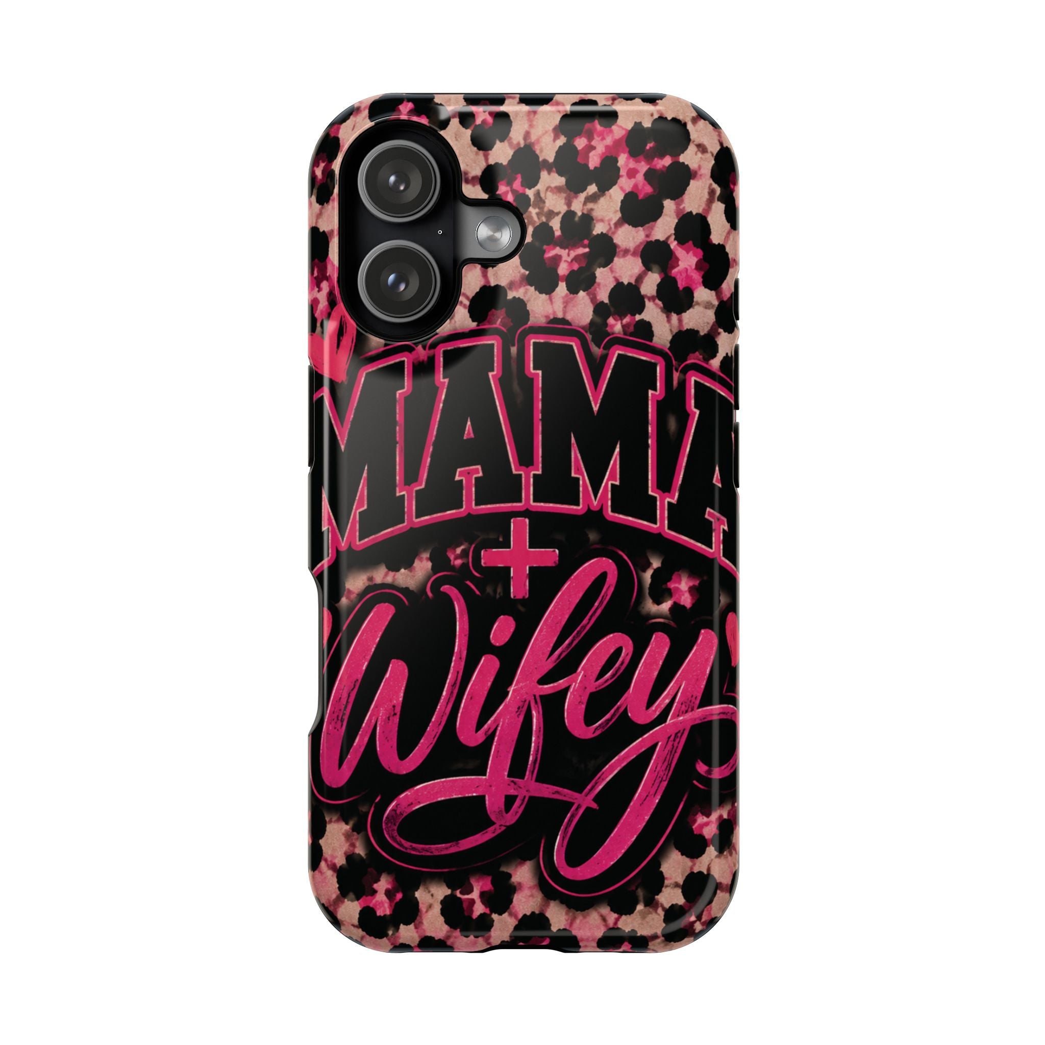 Phone Case — Pink Leopard "Mama Wifey" Magnetic Impact-Resistant Case