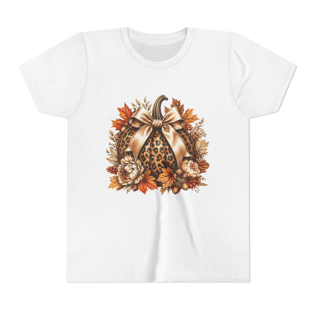 Youth Tee — Leopard Pumpkin Fall Graphic Shirt