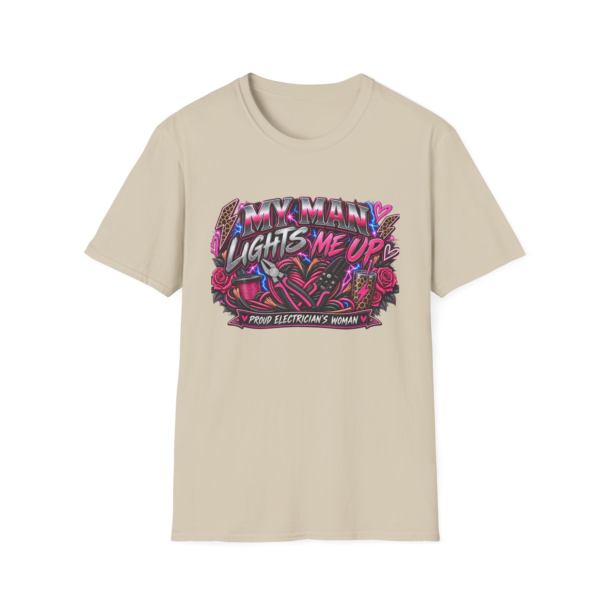 T‑Shirt — "My Man Lights Me Up" Retro Neon Floral Graphic Tee