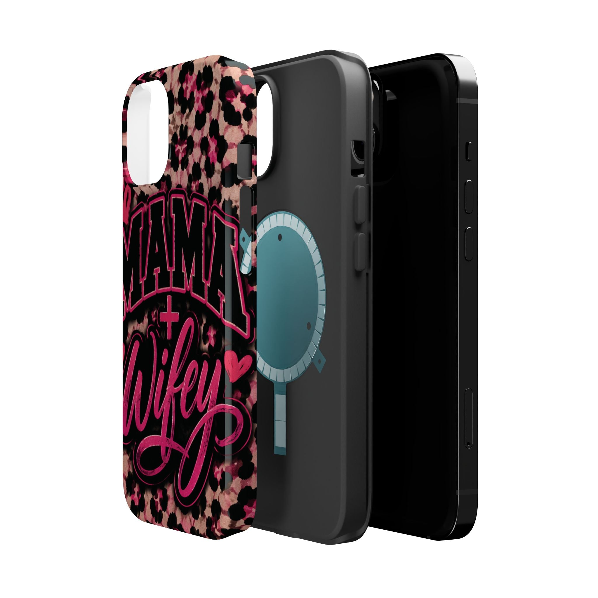 Phone Case — Pink Leopard "Mama Wifey" Magnetic Impact-Resistant Case