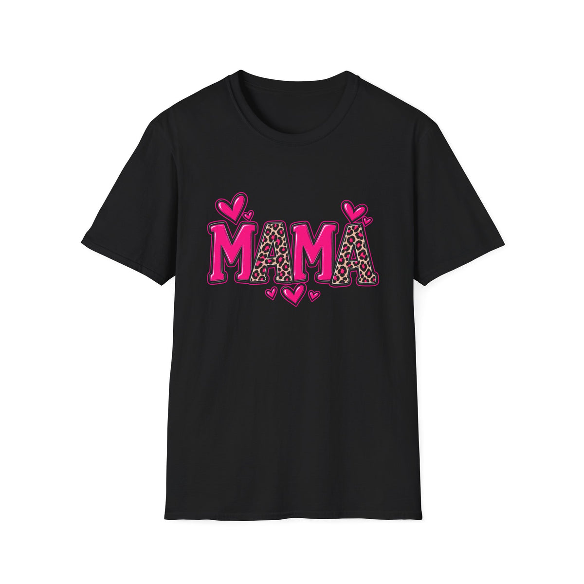 Mama Leopard Heart T‑Shirt — Cute Pink Mama Graphic Tee for Mothers’ Day