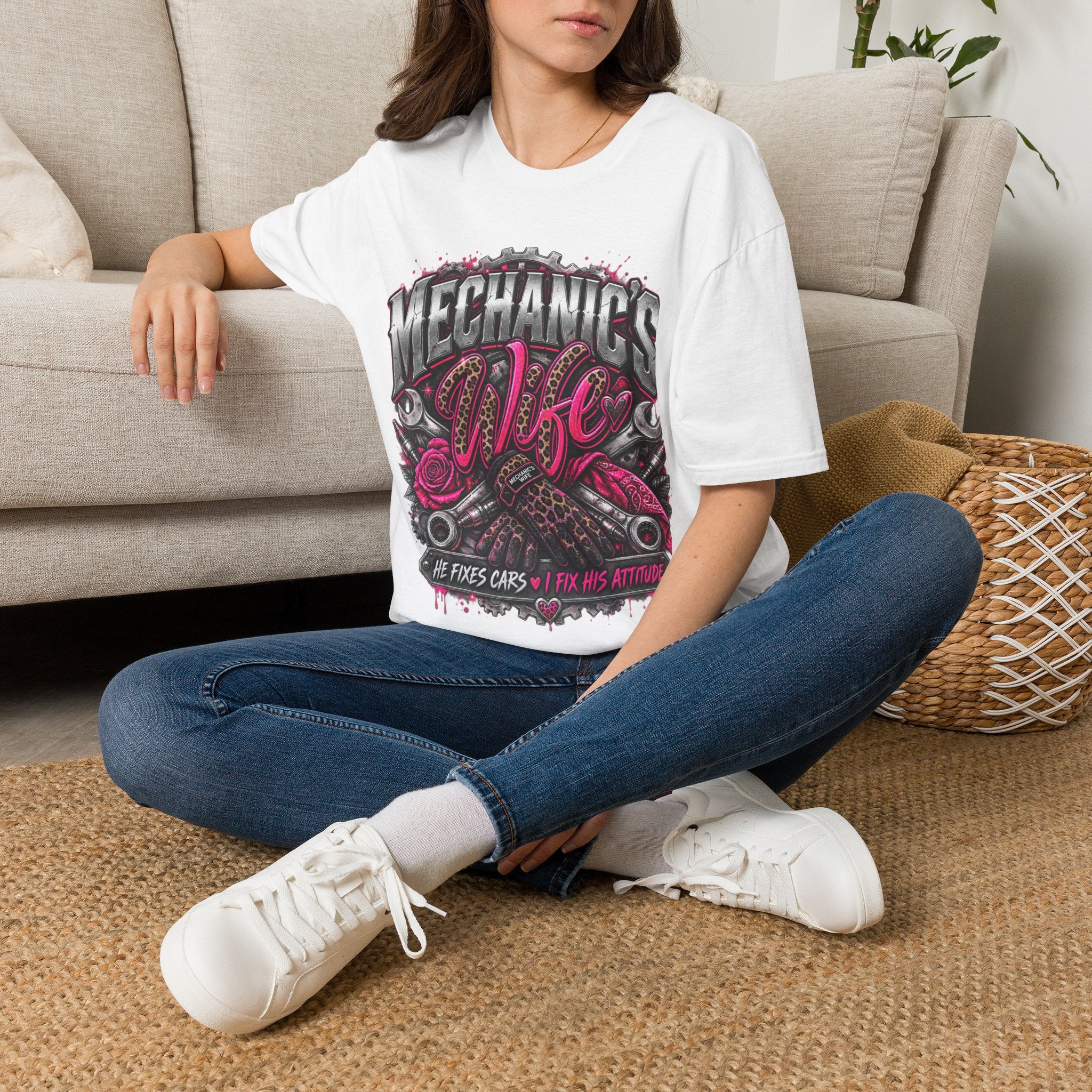 Mechanic's Wife T-Shirt — Feminine Auto Shop Tee for Gearhead Partners