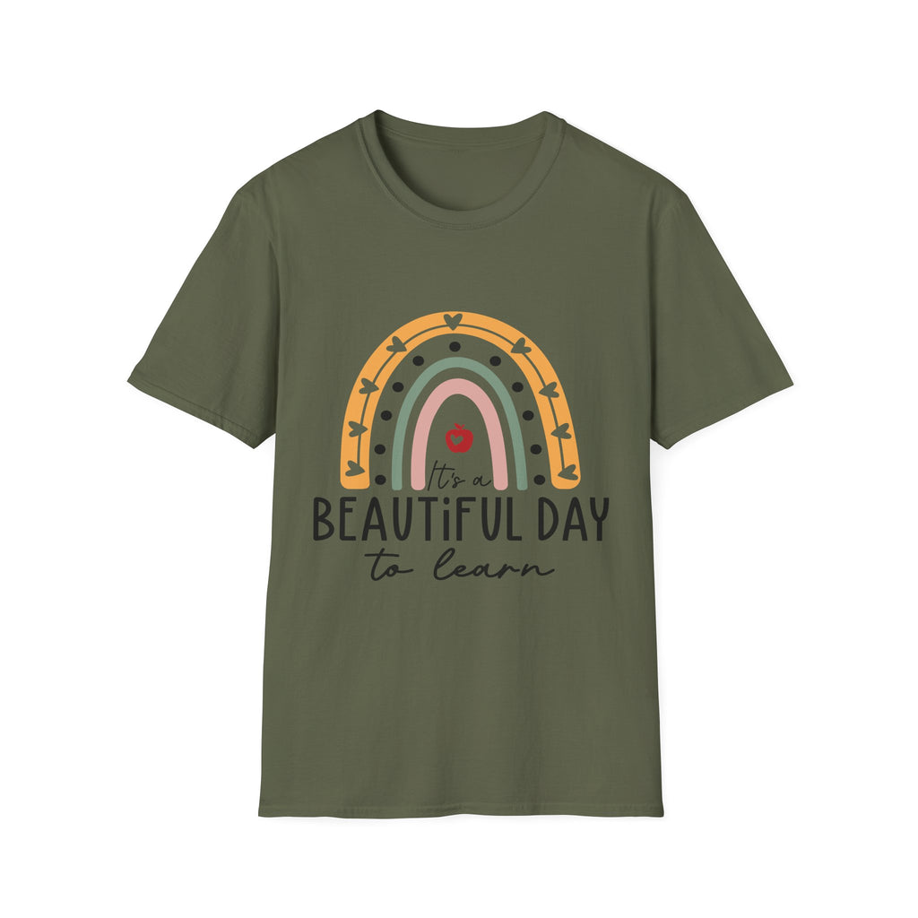 Teacher Rainbow T-Shirt — 'Beautiful Day to Learn' Tee