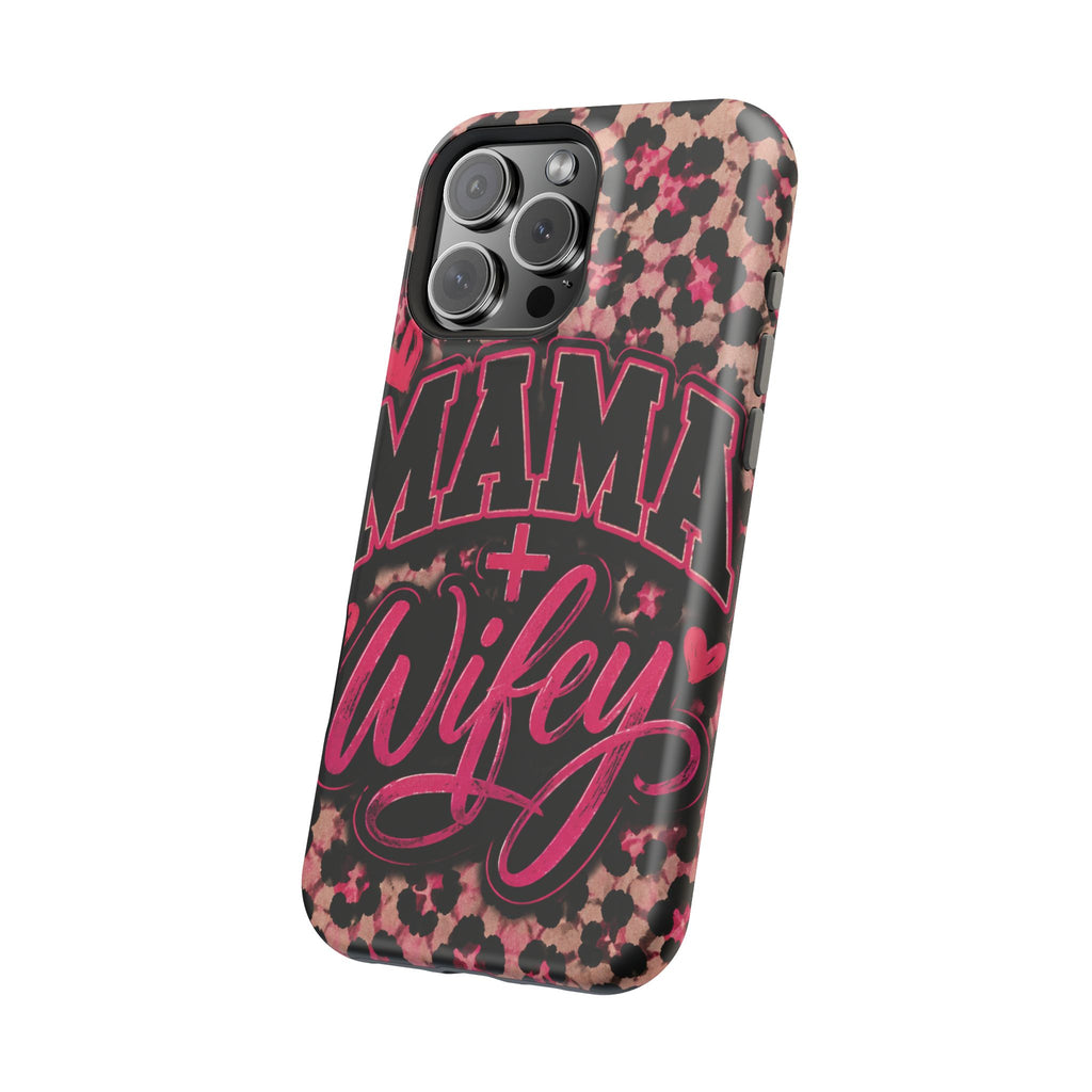 Phone Case — Pink Leopard "Mama Wifey" Magnetic Impact-Resistant Case