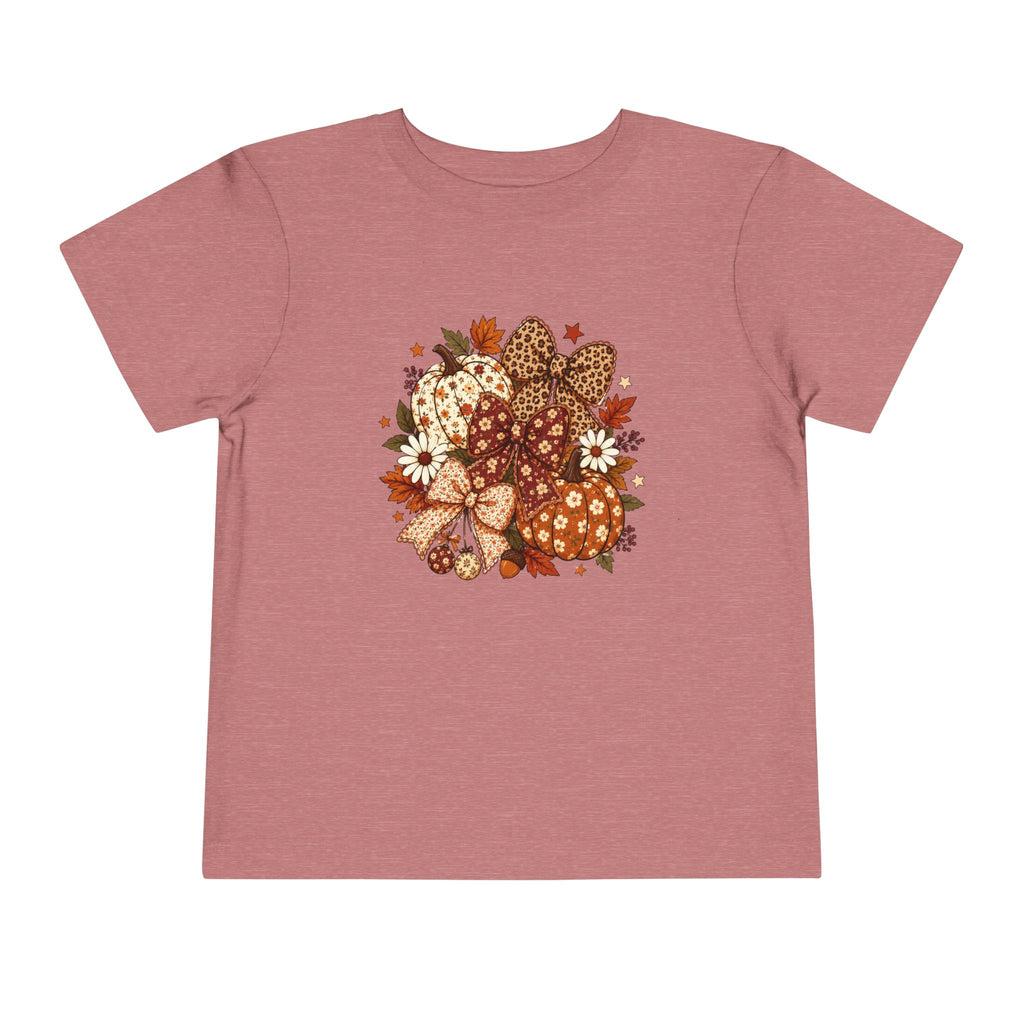 Toddler Tee — Autumn Leopard Floral Pumpkins Fall Bouquet