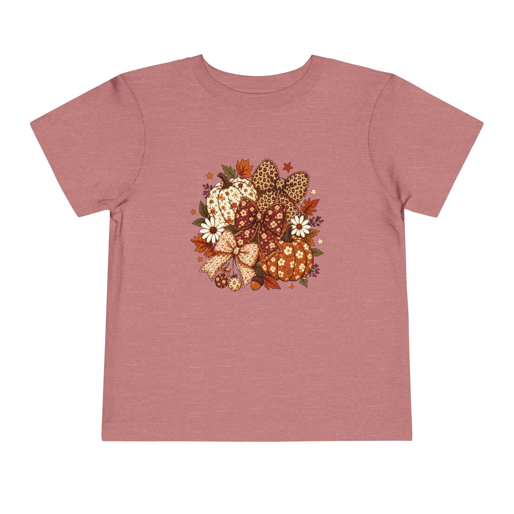 Toddler Tee — Autumn Leopard Floral Pumpkins Fall Bouquet
