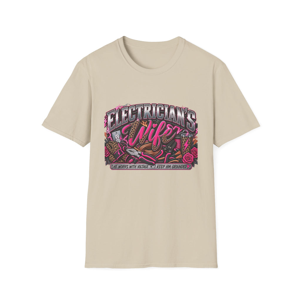 Electrician's Wife T-Shirt — Bold Pink Tradeswife Graphic Tee