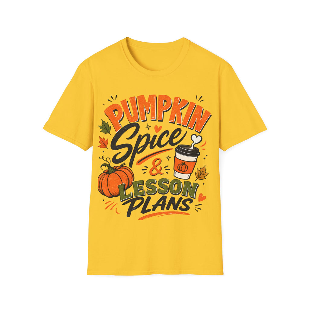 Pumpkin Spice & Lesson Plans T-Shirt — Cozy Fall Teacher Shirt