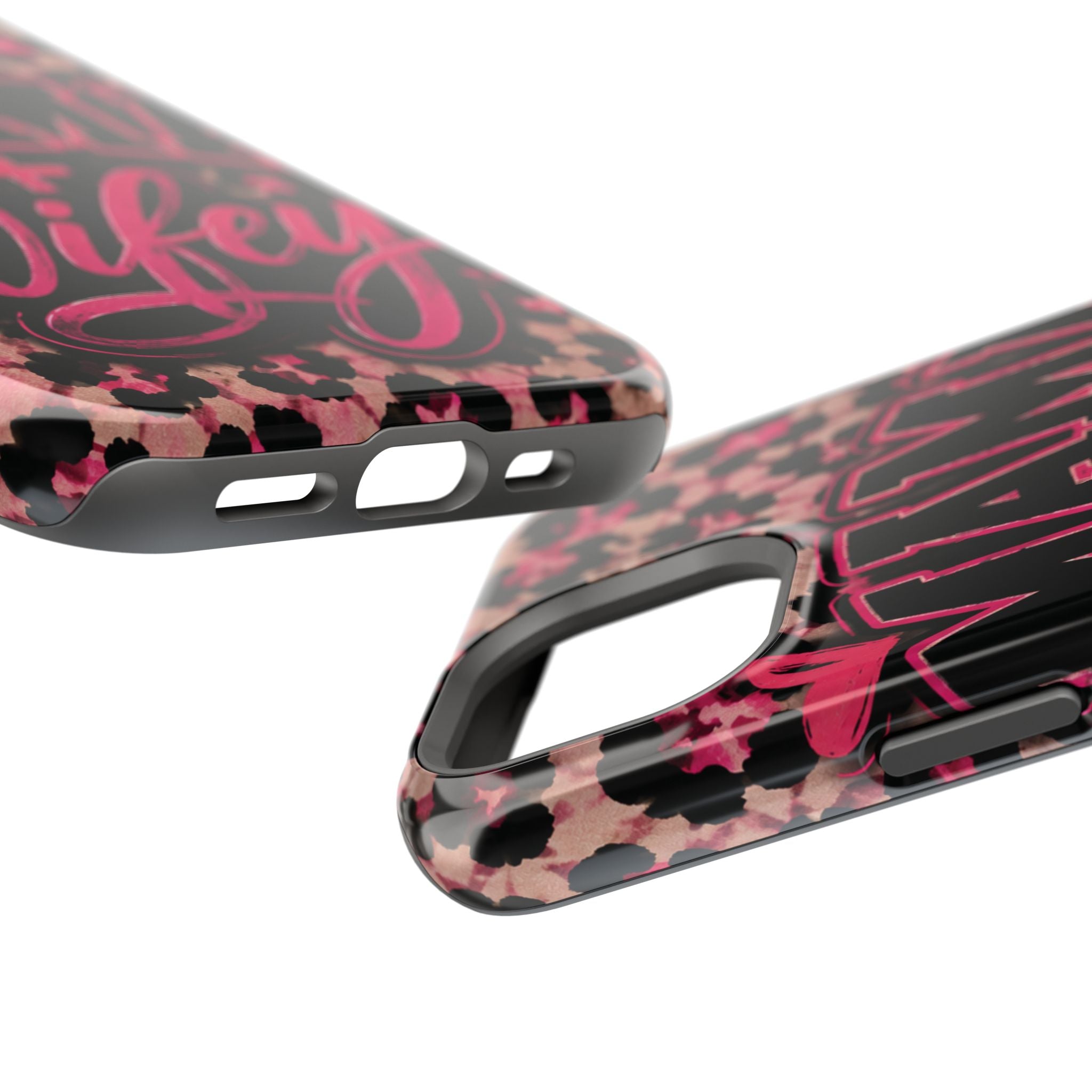 Phone Case — Pink Leopard "Mama Wifey" Magnetic Impact-Resistant Case