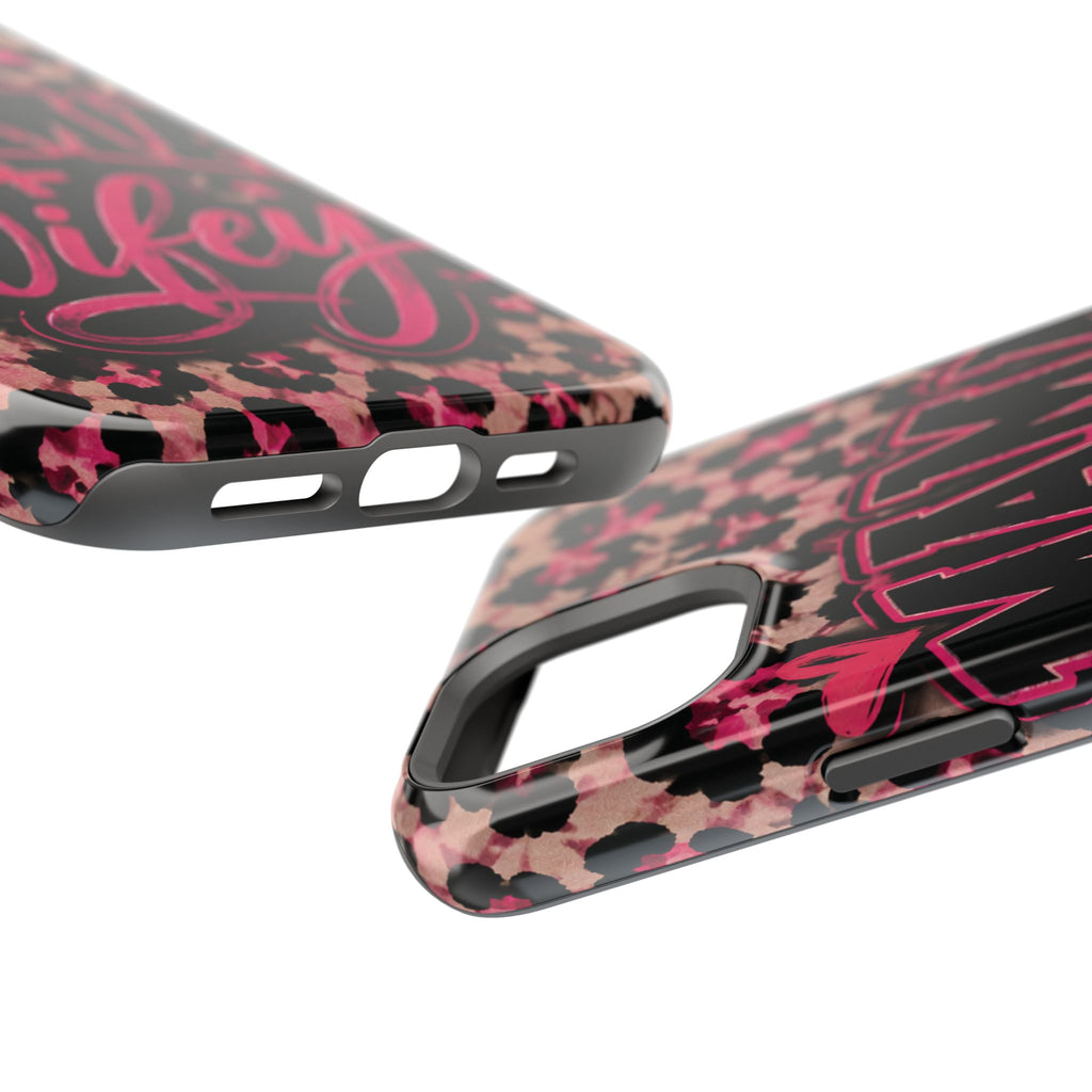 Phone Case — Pink Leopard "Mama Wifey" Magnetic Impact-Resistant Case