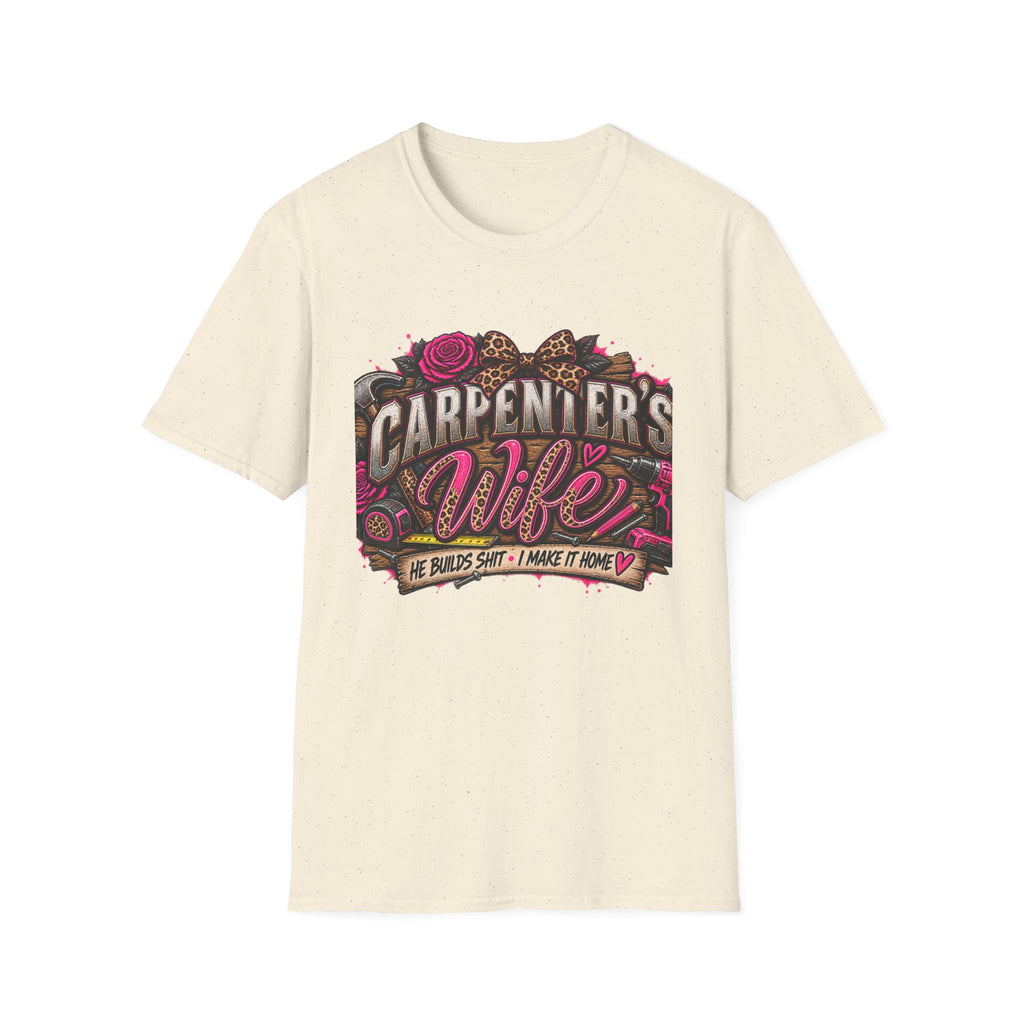 Carpenter's Wife T-Shirt — Floral Leopard Heart Design