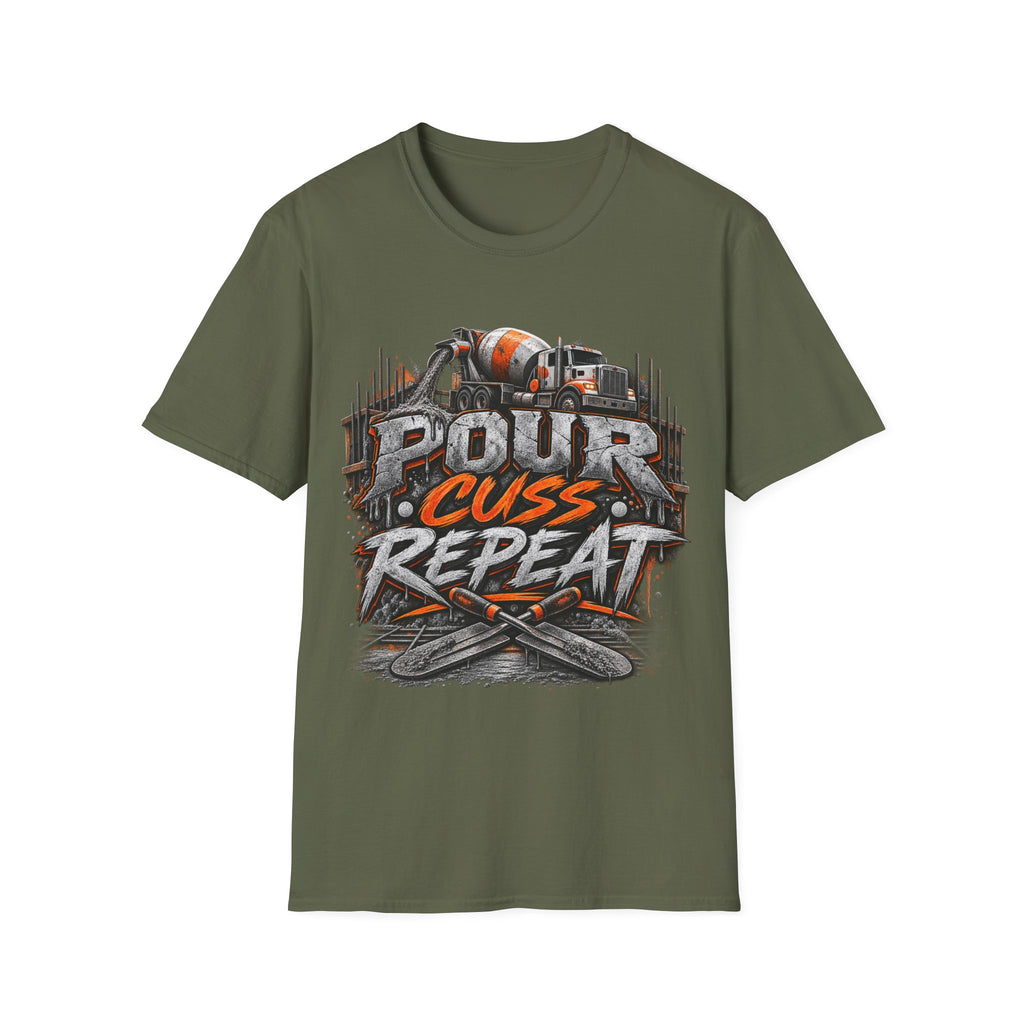 Pour Cuss Repeat Concrete Mixer T-Shirt