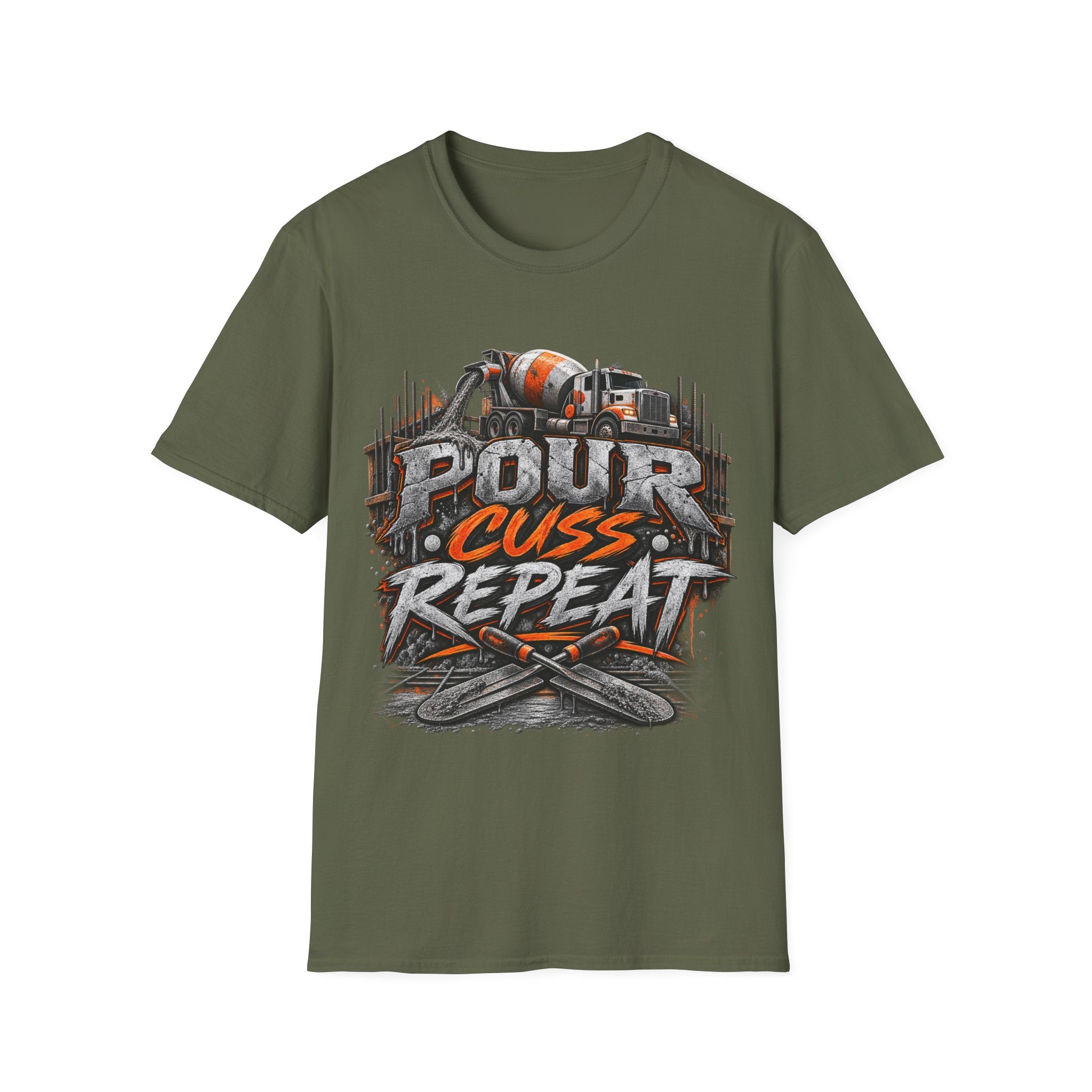 Pour Cuss Repeat Concrete Mixer T-Shirt
