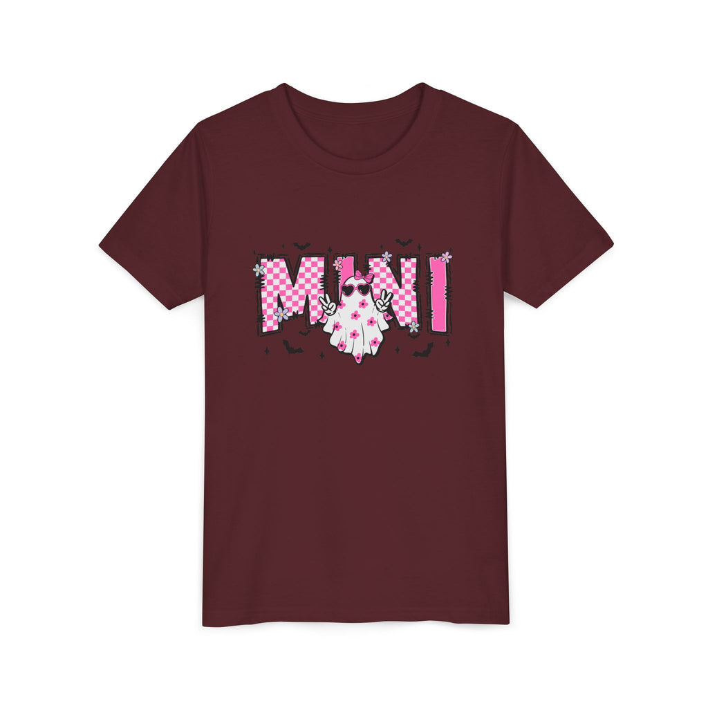 Youth Tee – 'Mimi' Pink Checker Ghost Graphic Kids Shirt