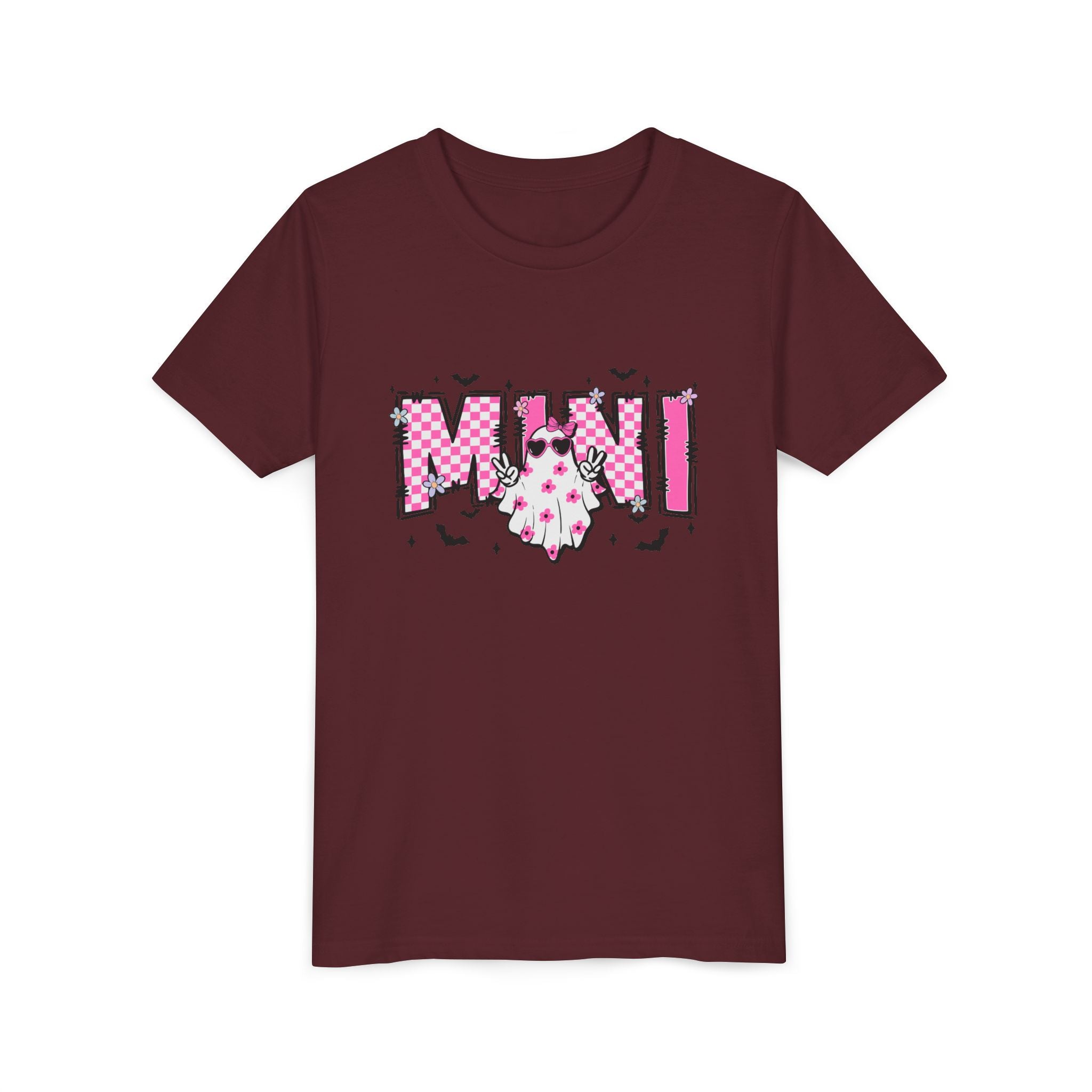 Youth Tee – 'Mimi' Pink Checker Ghost Graphic Kids Shirt