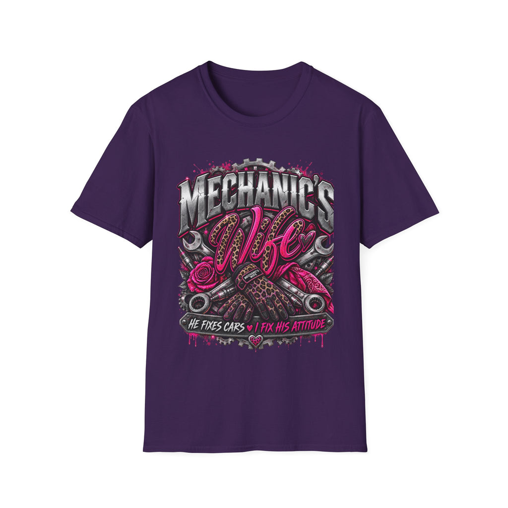 Mechanic's Wife T-Shirt — Feminine Auto Shop Tee for Gearhead Partners