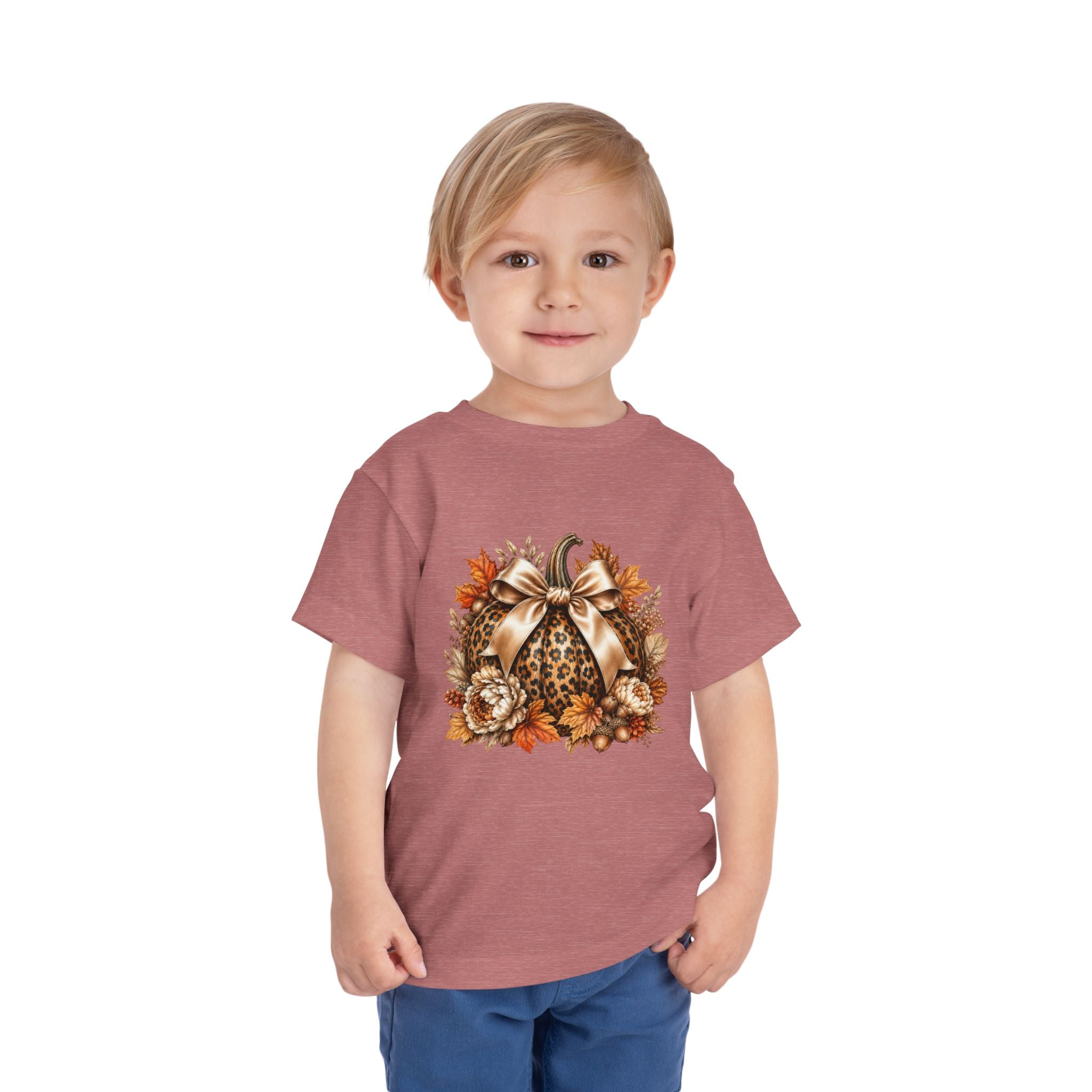 Toddler Tee — Leopard Pumpkin Fall Floral Design