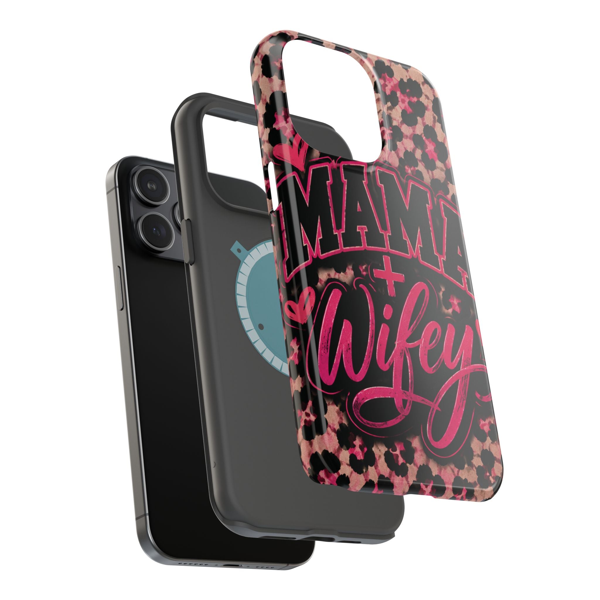 Phone Case — Pink Leopard "Mama Wifey" Magnetic Impact-Resistant Case