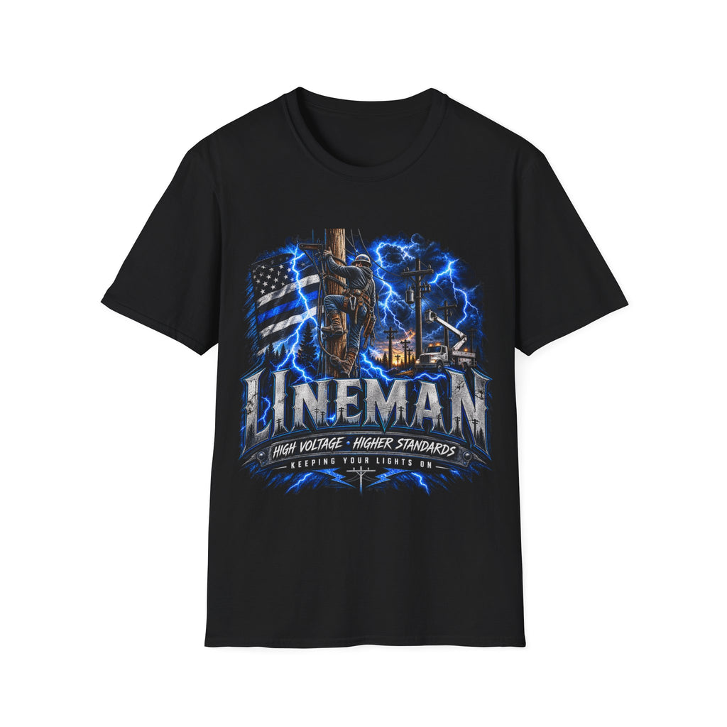 Lineman Lightning Graphic T-Shirt — Proud Electrical Worker Tribute