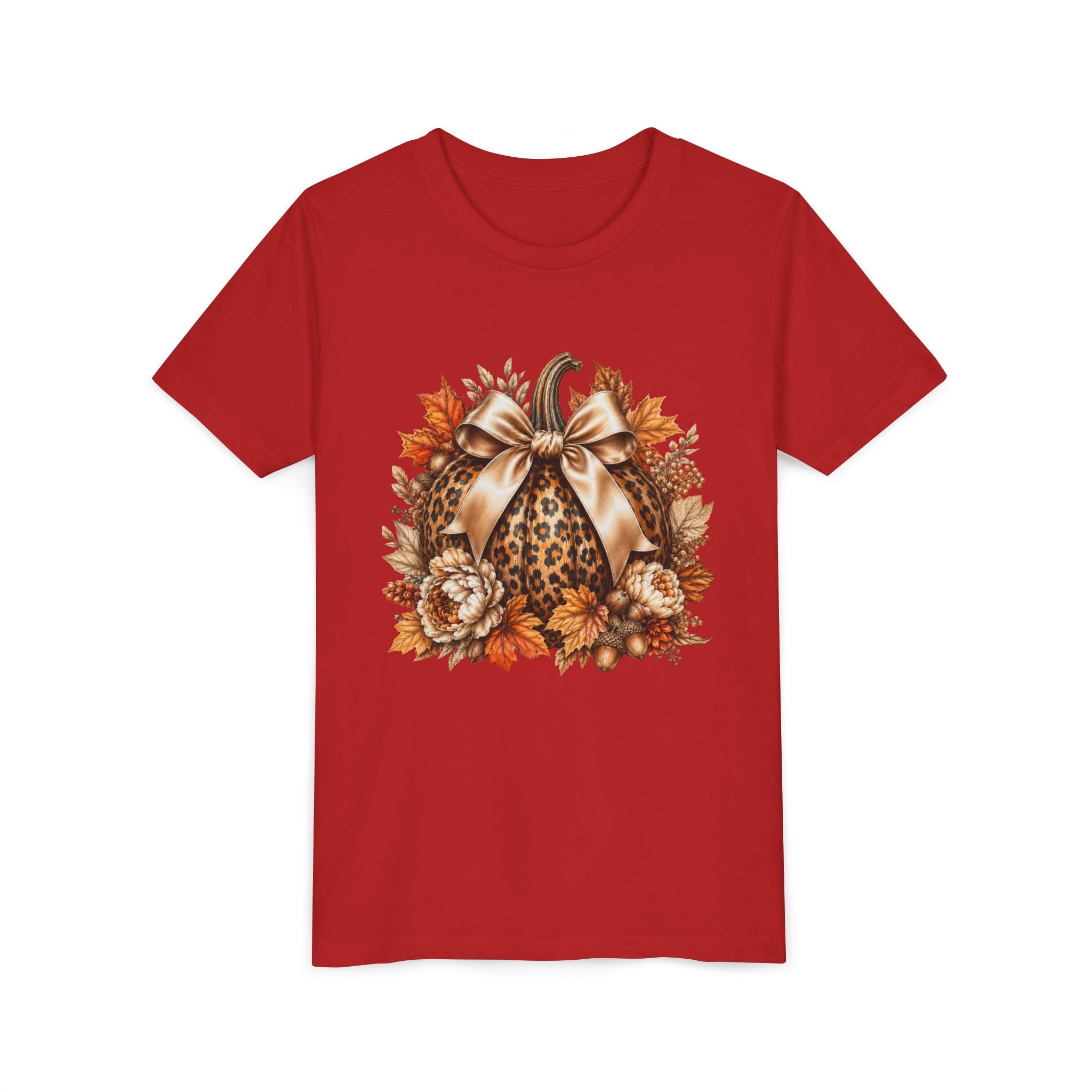 Youth Tee — Leopard Pumpkin Fall Graphic Shirt
