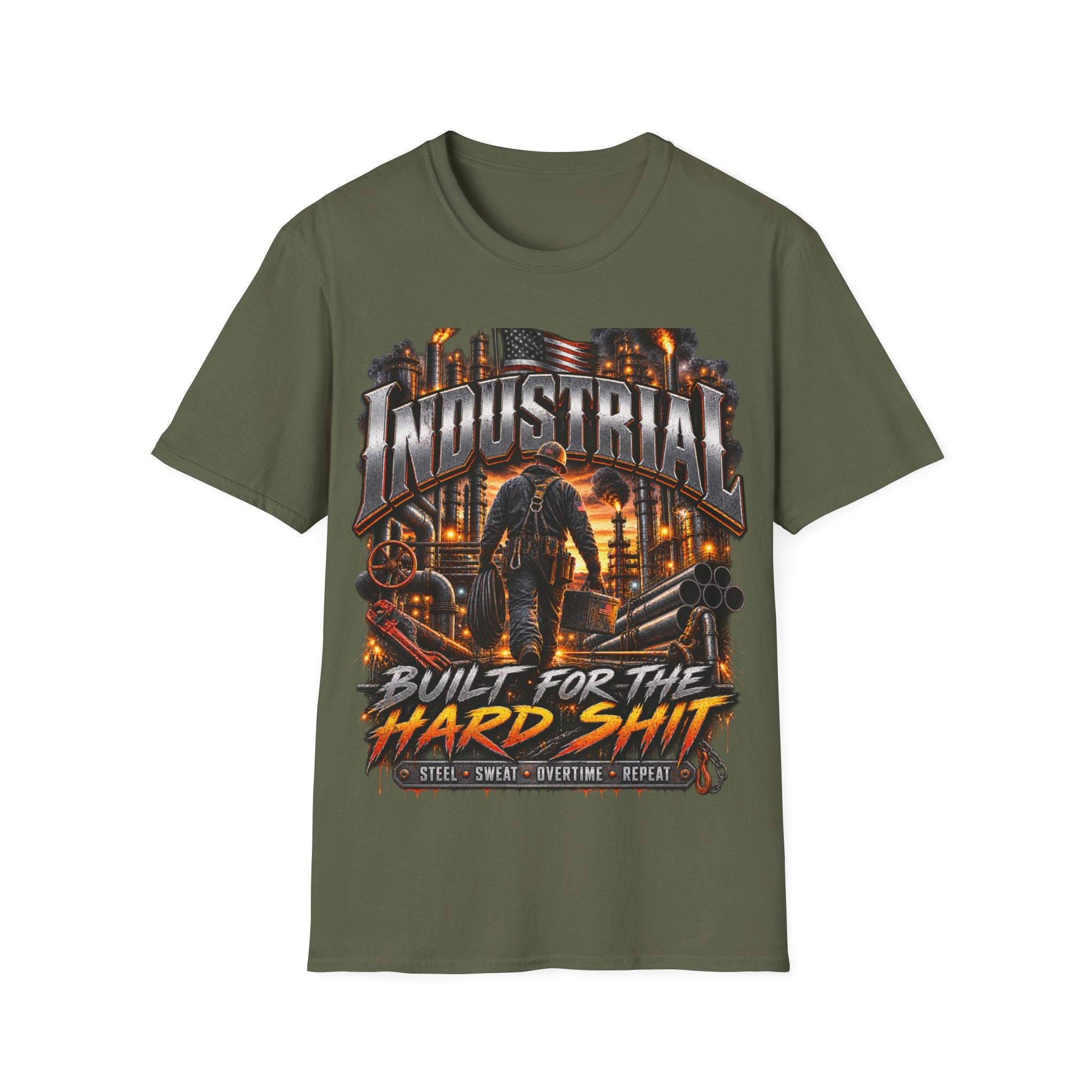 Industrial Worker T-Shirt — "Built for the Hard Shift" Graphic Tee