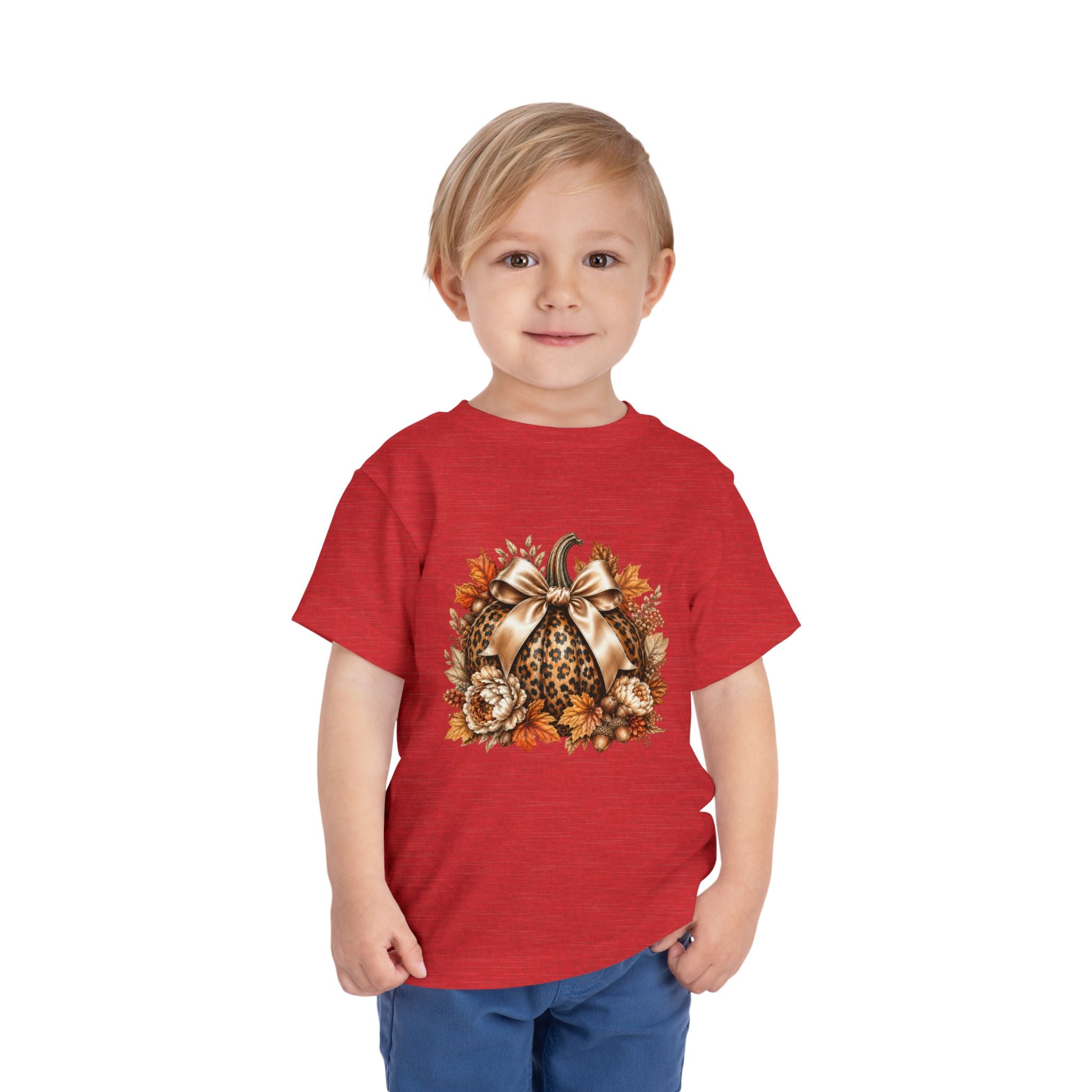 Toddler Tee — Leopard Pumpkin Fall Floral Design