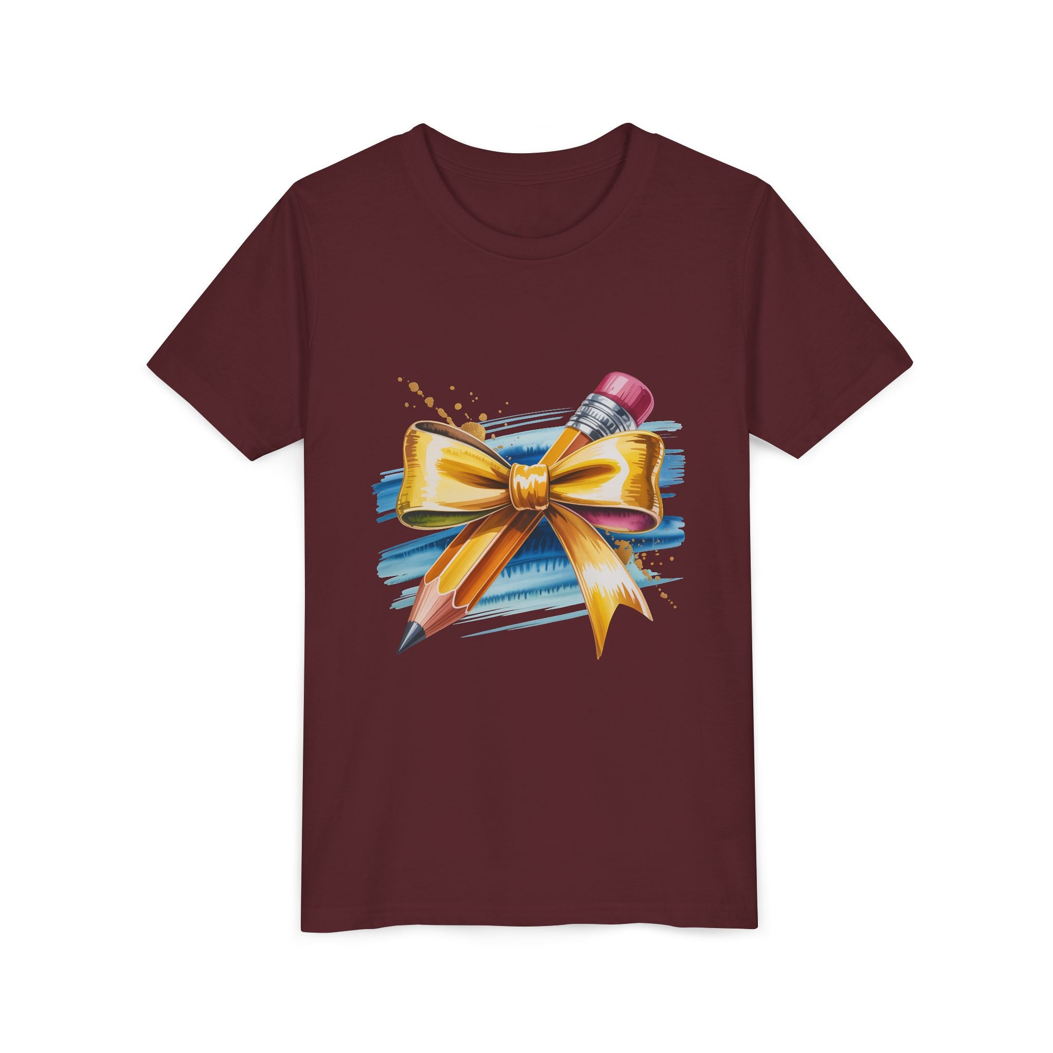 Youth Tee — Pencil with Gold Bow Back-to-School