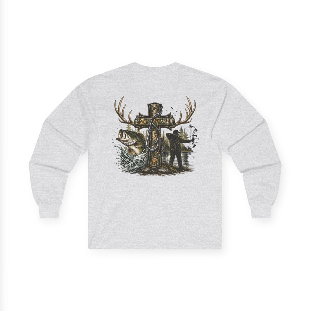 Long Sleeve Tee — Fisherman Cross & Bass Graphic