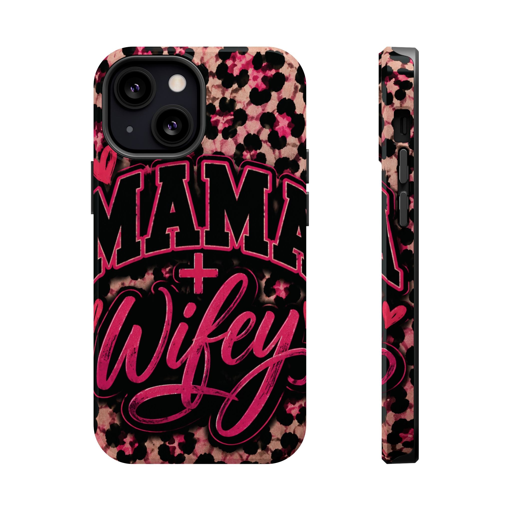 Phone Case — Pink Leopard "Mama Wifey" Magnetic Impact-Resistant Case