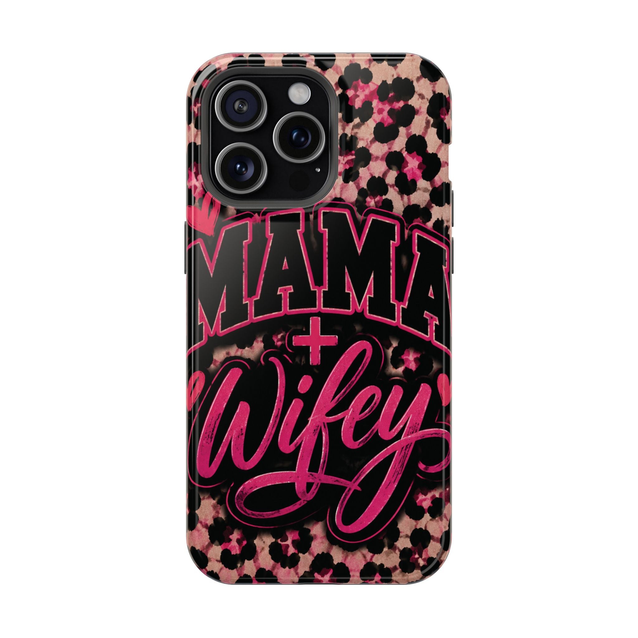 Phone Case — Pink Leopard "Mama Wifey" Magnetic Impact-Resistant Case