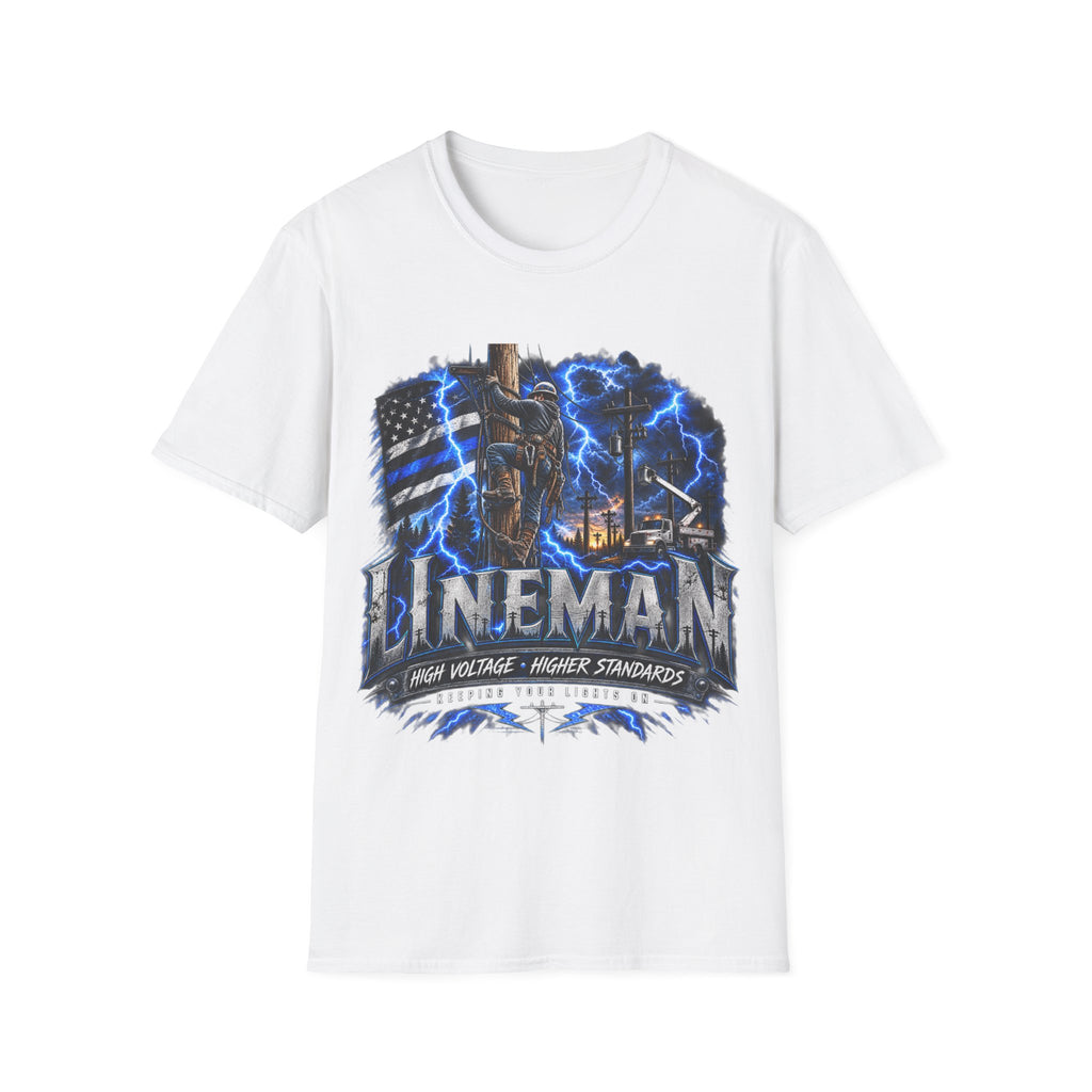 Lineman Lightning Graphic T-Shirt — Proud Electrical Worker Tribute