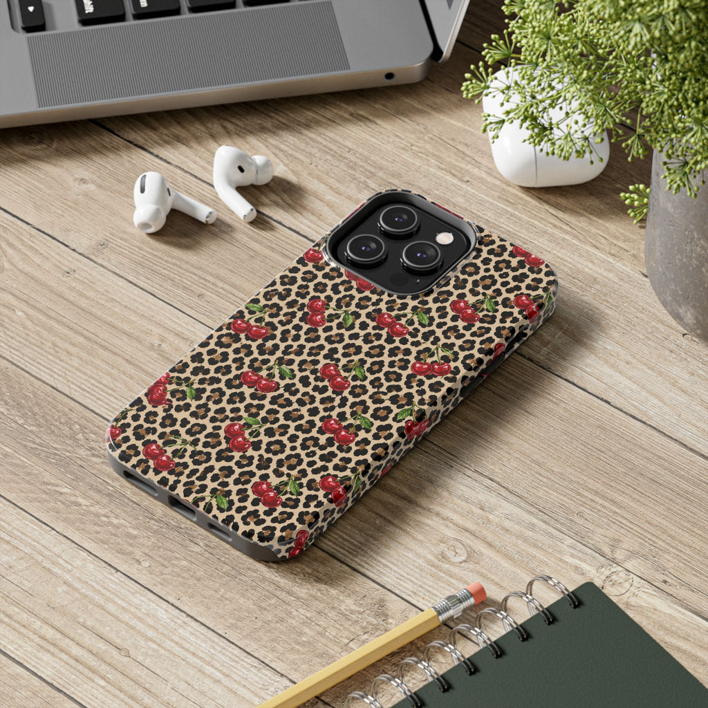 Cherry Leopard Tough Phone Case