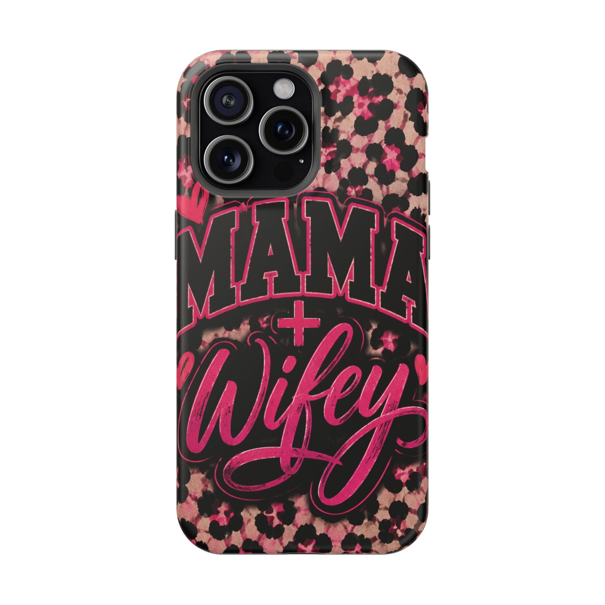 Phone Case — Pink Leopard "Mama Wifey" Magnetic Impact-Resistant Case