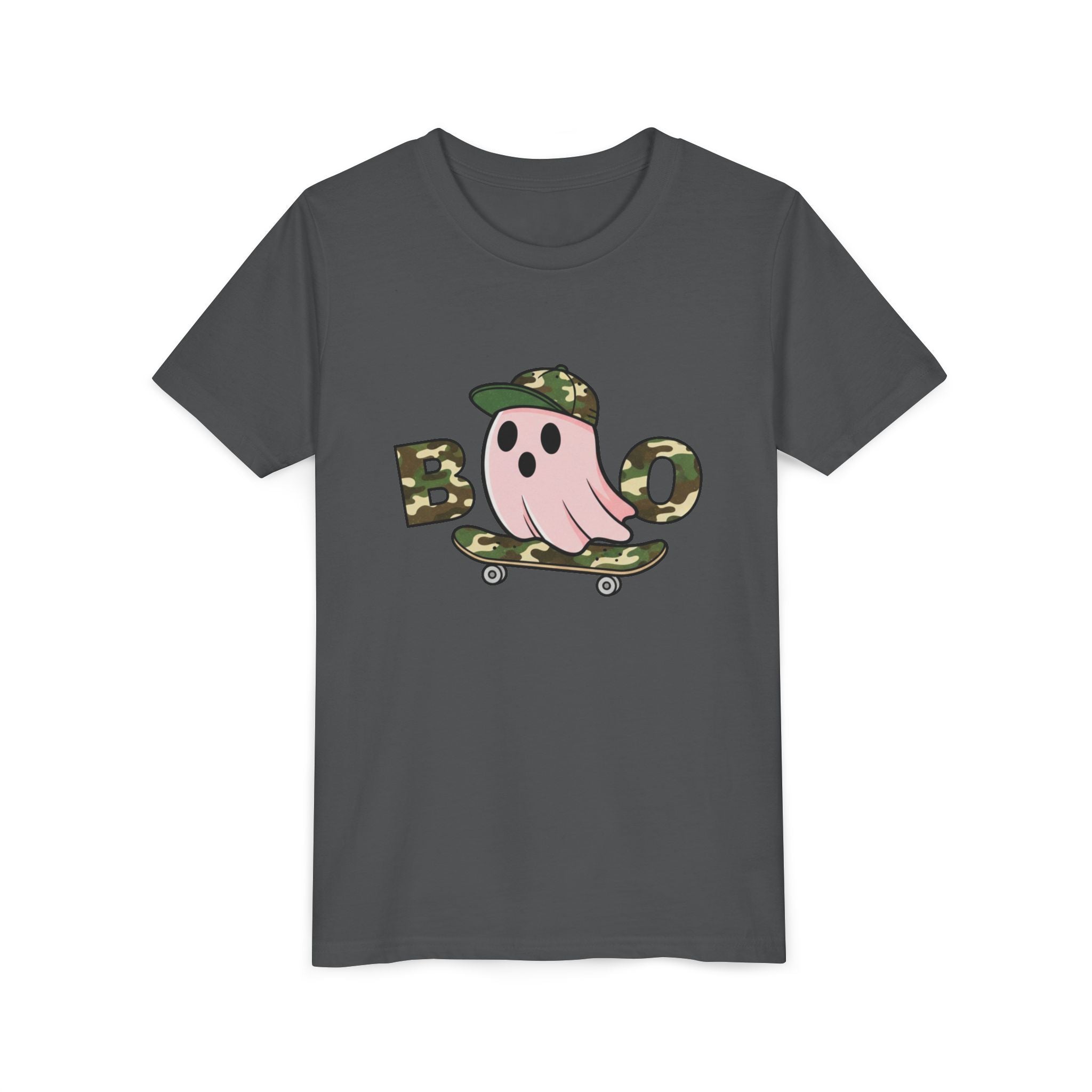 Youth Tee — Camo Skate Ghost “Boo” Graphic Tee