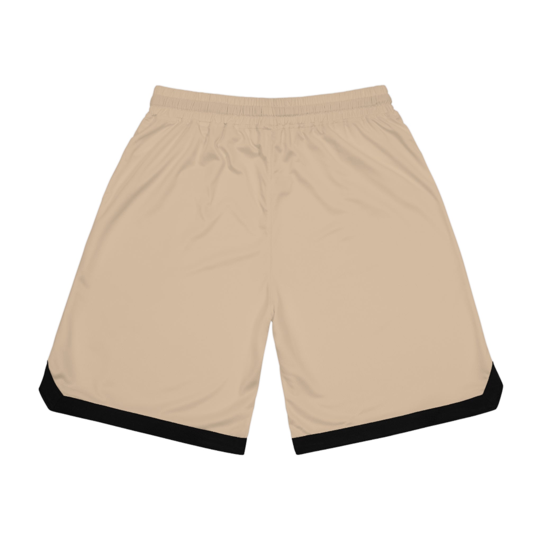 Beige Basketball Shorts with Black Trim – Athletic Ribbed Performance Shorts