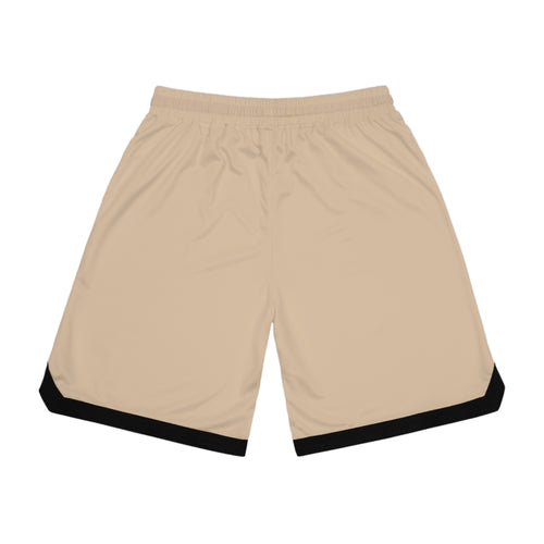 Beige Basketball Shorts with Black Trim – Athletic Ribbed Performance Shorts