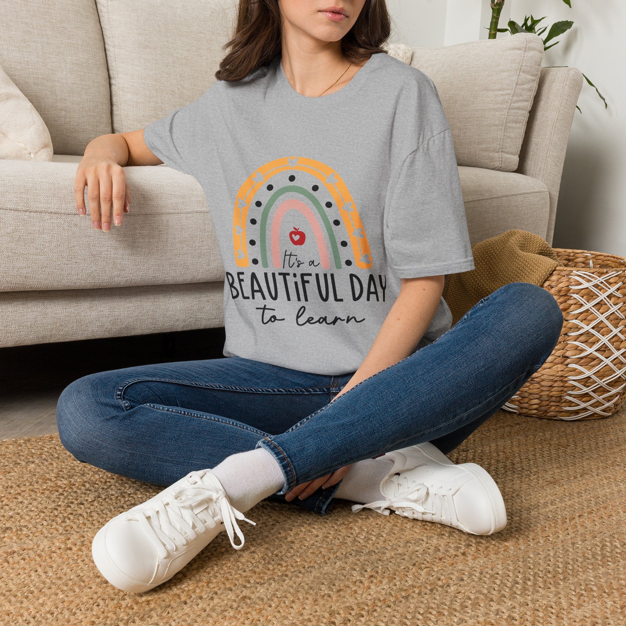 Teacher Rainbow T-Shirt — 'Beautiful Day to Learn' Tee