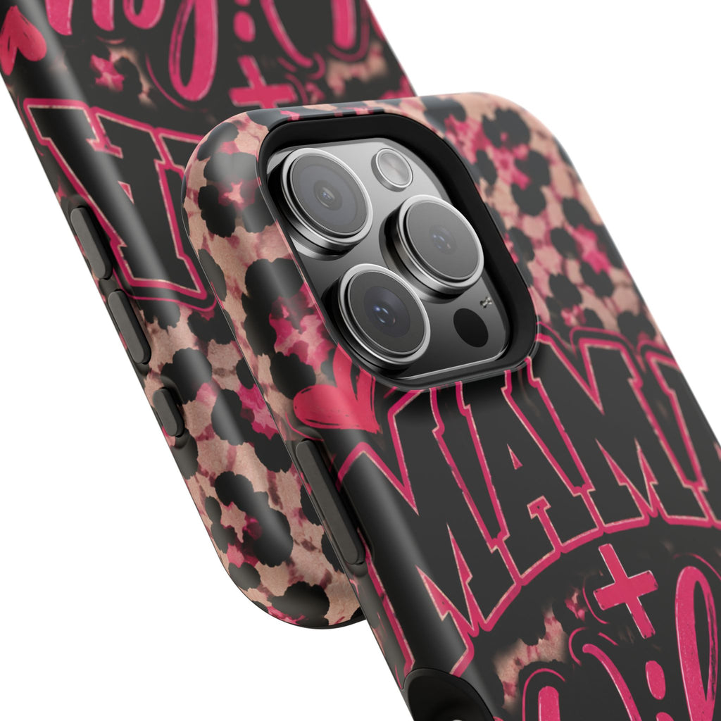 Phone Case — Pink Leopard "Mama Wifey" Magnetic Impact-Resistant Case