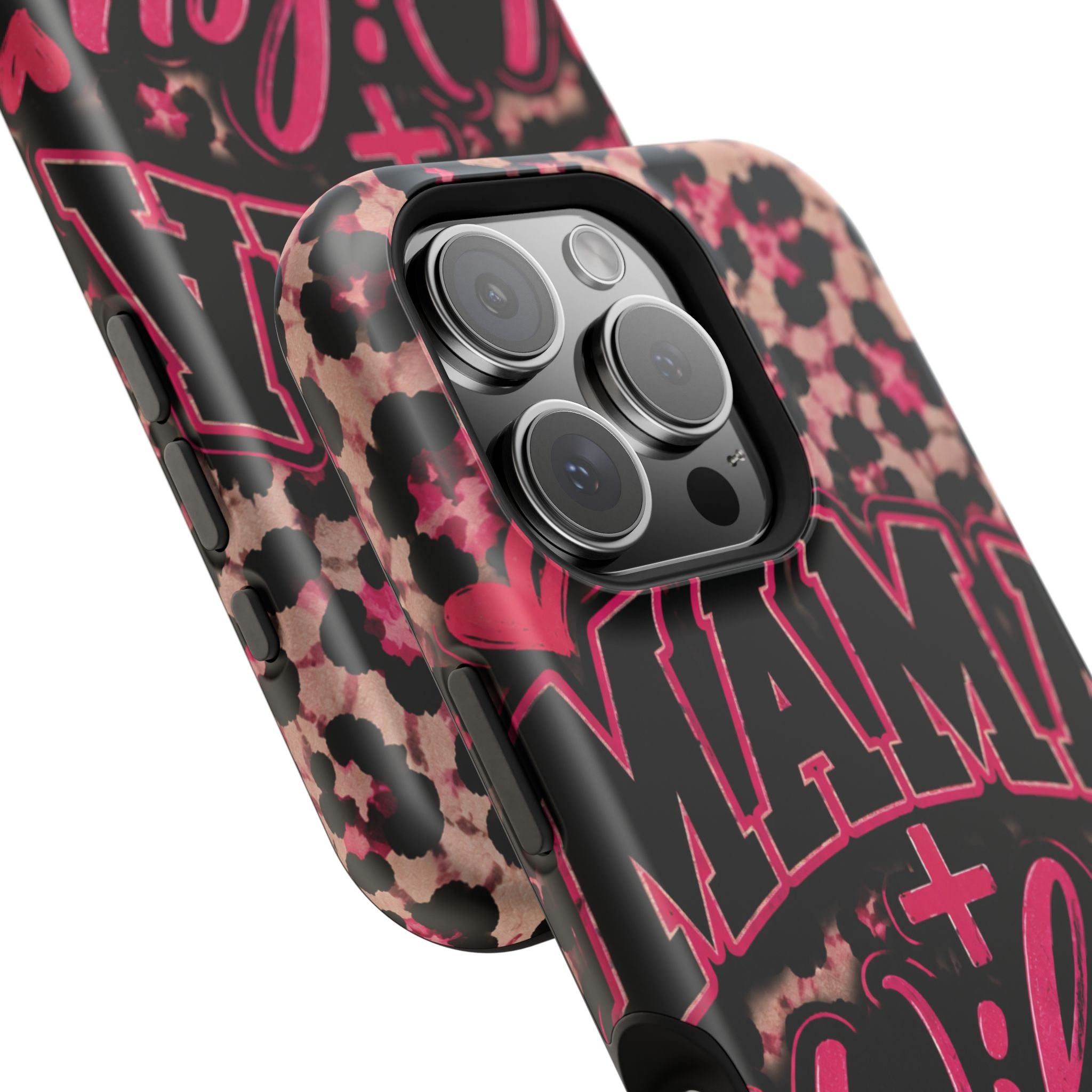 Phone Case — Pink Leopard "Mama Wifey" Magnetic Impact-Resistant Case