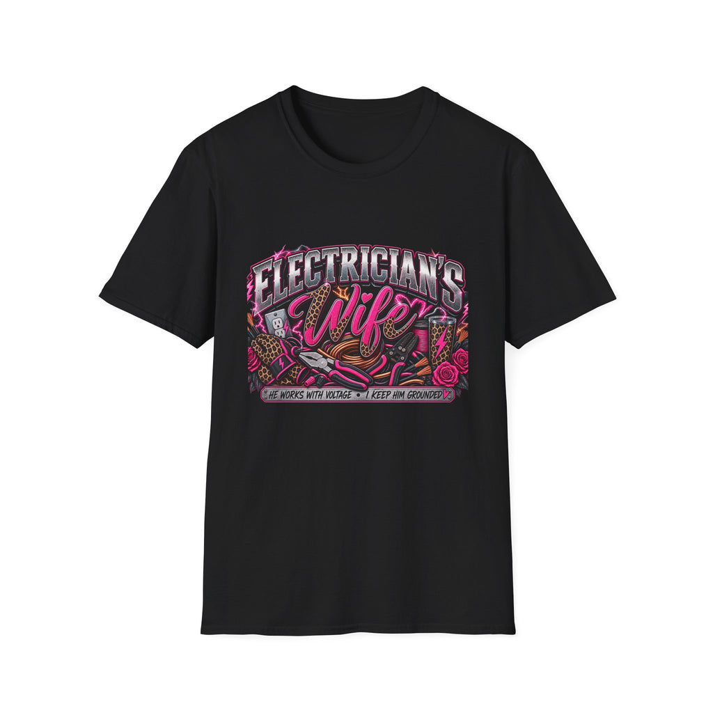 Electrician's Wife T-Shirt — Bold Pink Tradeswife Graphic Tee