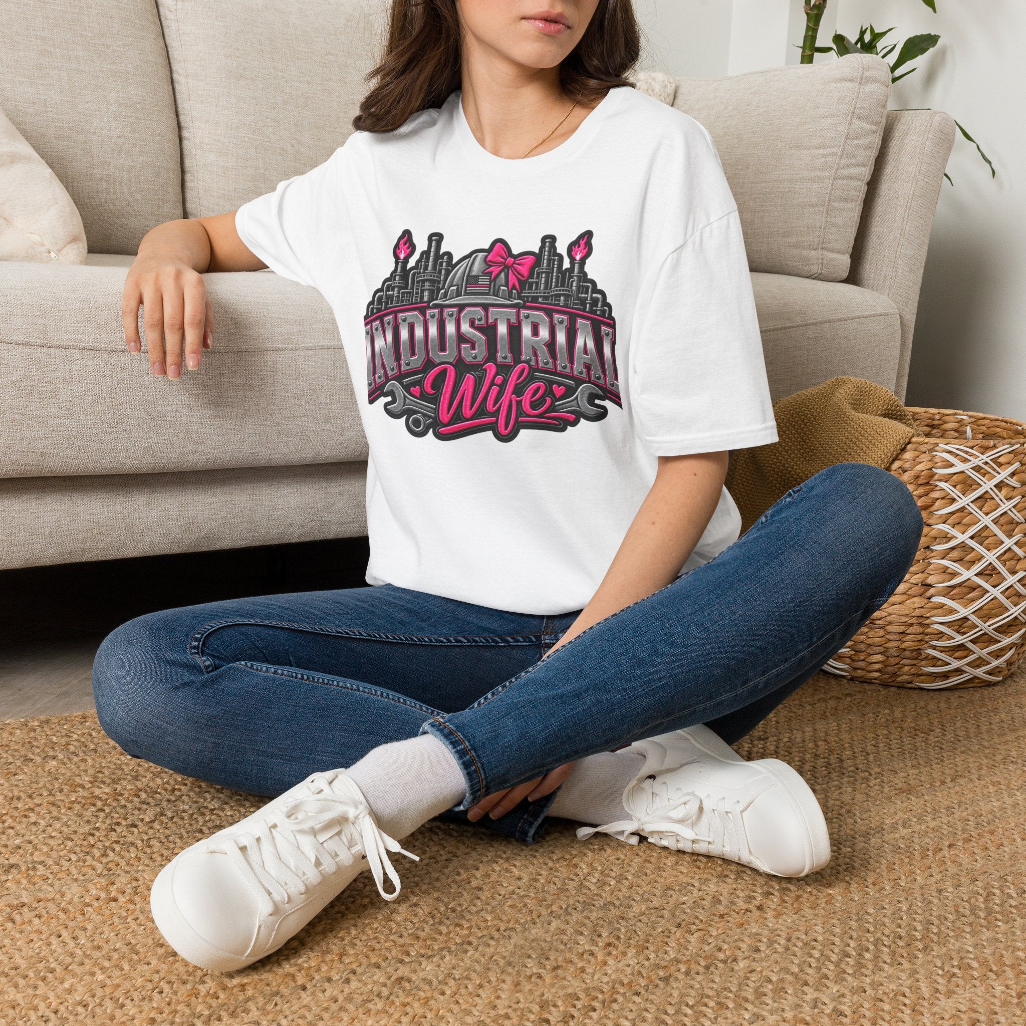 Industrial Wife T-Shirt — Pink Bow Steel Mill Apparel