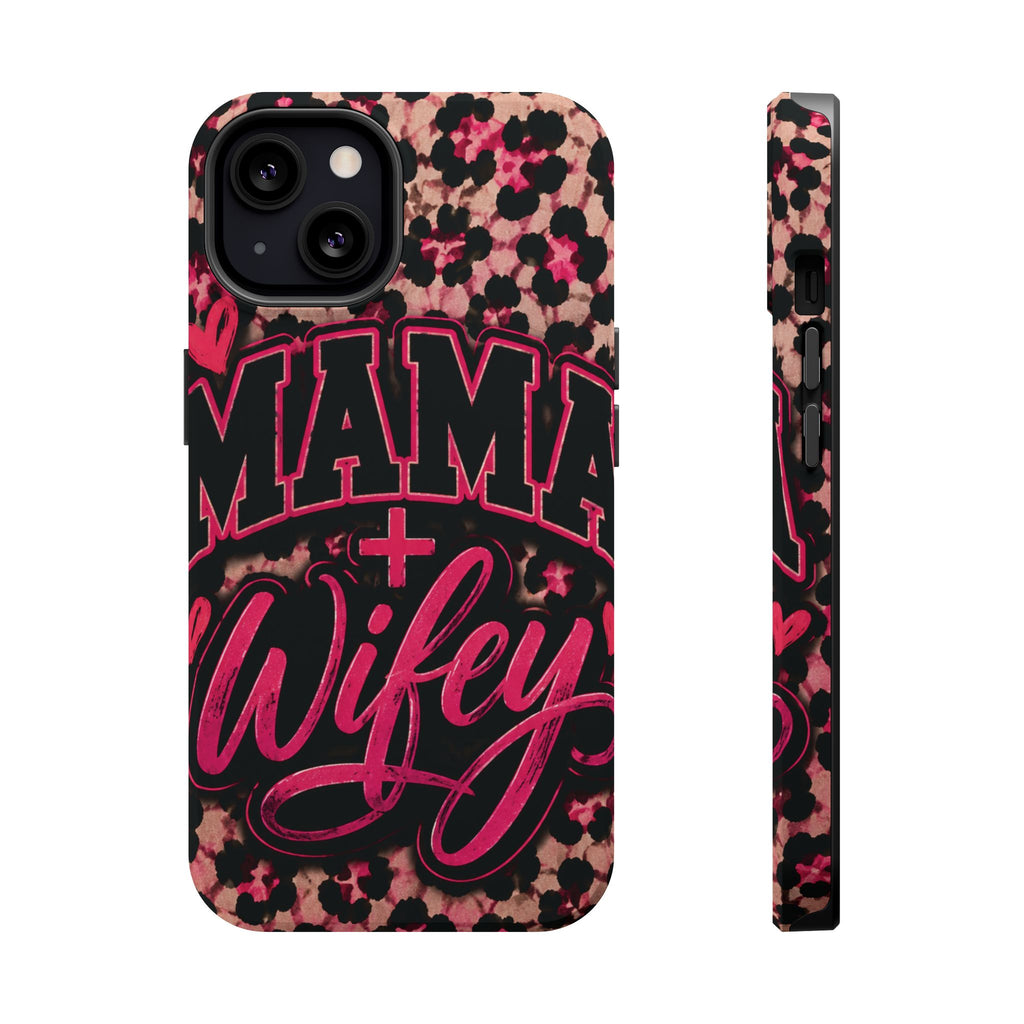 Phone Case — Pink Leopard "Mama Wifey" Magnetic Impact-Resistant Case